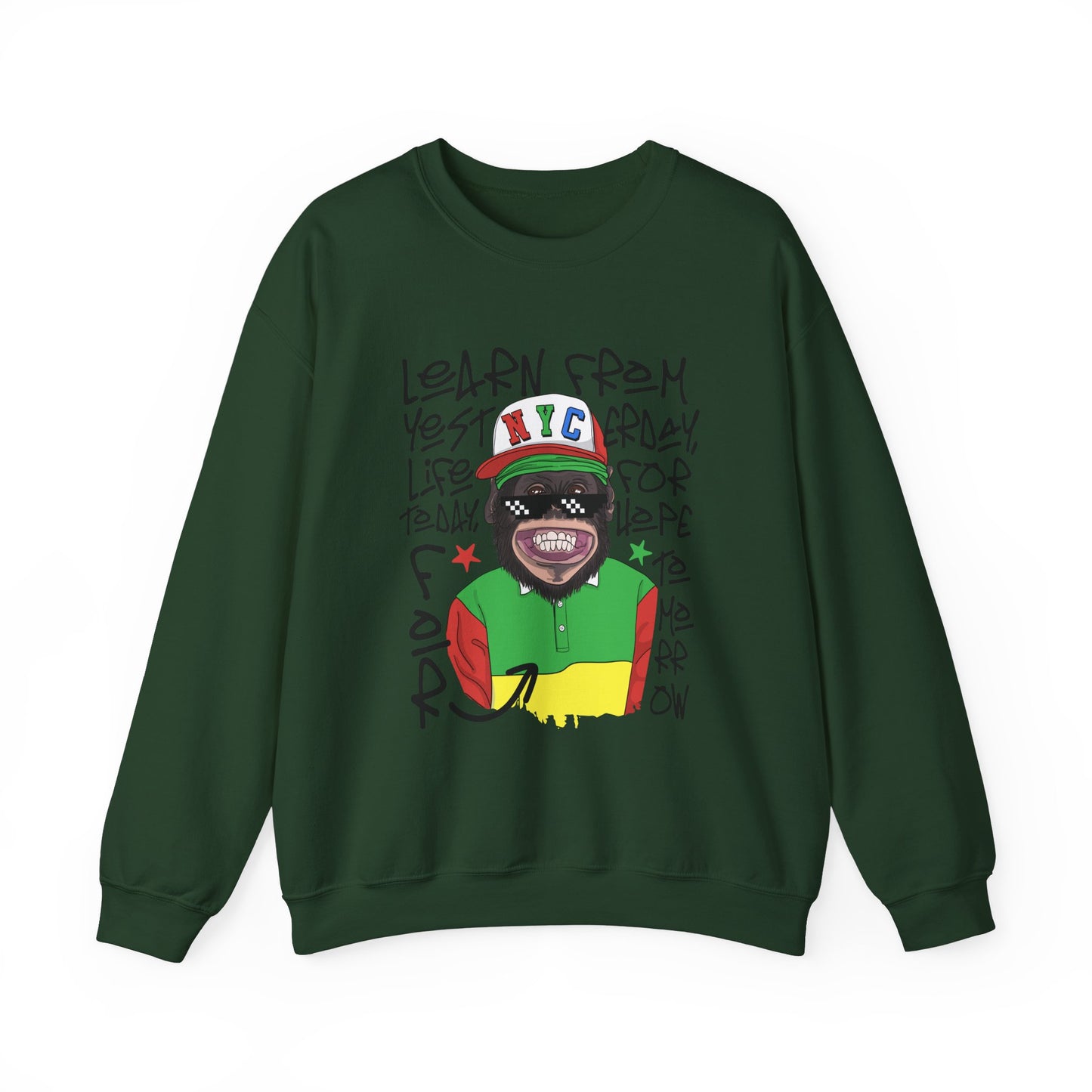'Learn From Yesterday Life' With Monkey - Unisex Sweatshirt