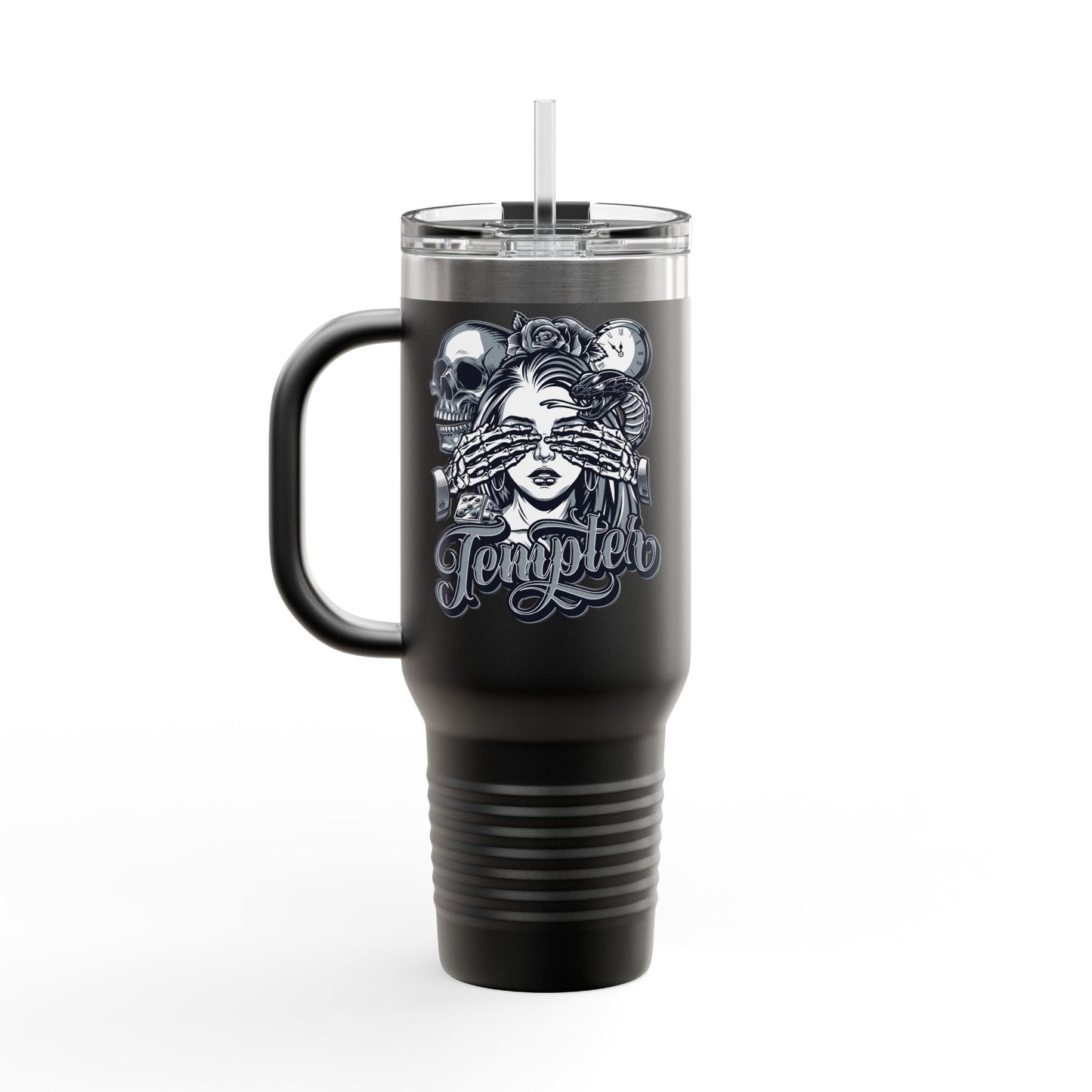 'Tempted Skull & Rose' 40oz Insulated Travel Tumbler