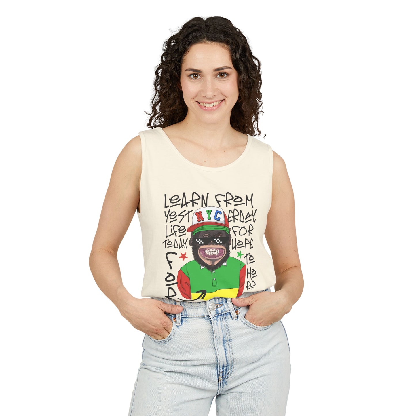 'Learn From Yesterday Life' With Monkey - Unisex Tank Top