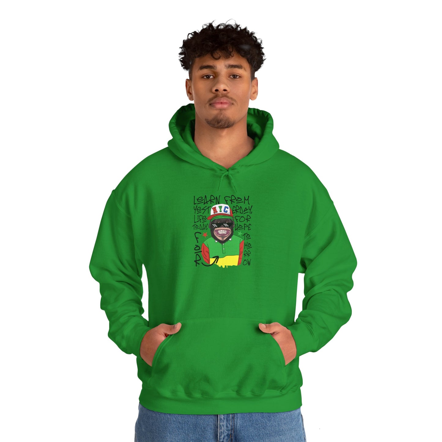 'Learn From Yesterday Life' With Monkey - Unisex Hoodies