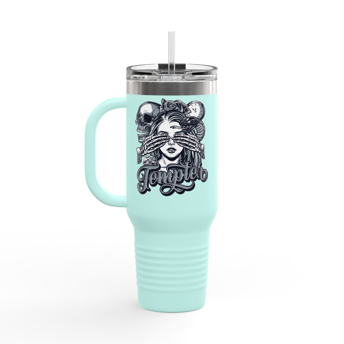 'Tempted Skull & Rose' 40oz Insulated Travel Tumbler