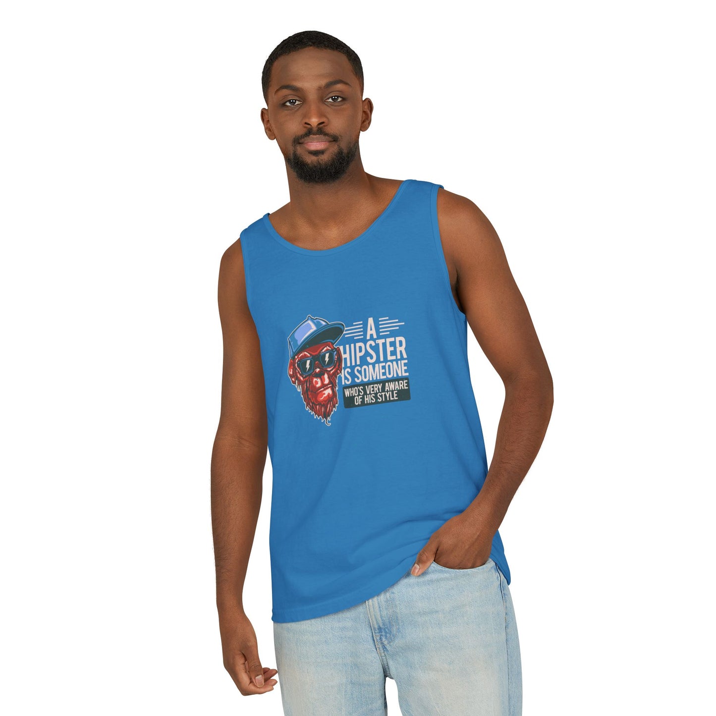 'A Hipster Is Someone Who’s Very Aware of His Style' With Monkey - Unisex Tank Top