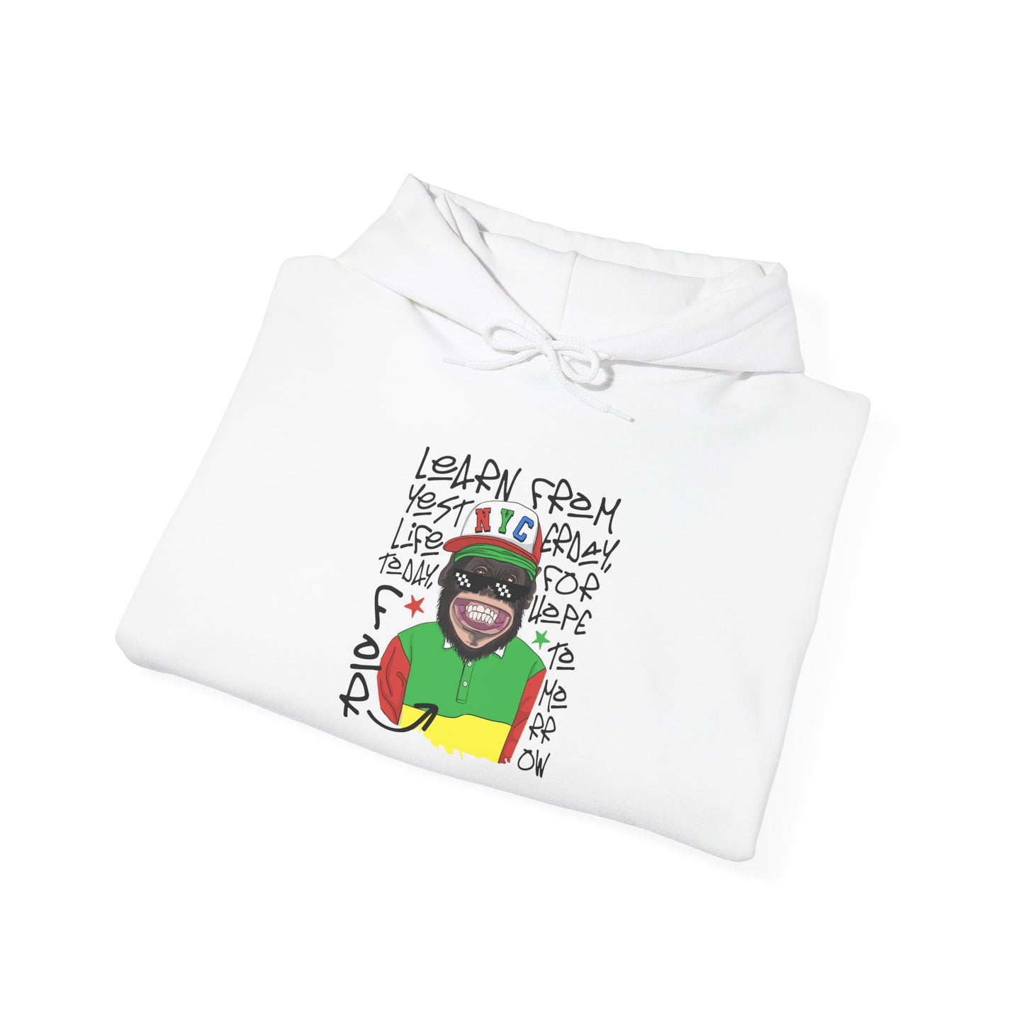 'Learn From Yesterday Life' With Monkey - Unisex Hoodies