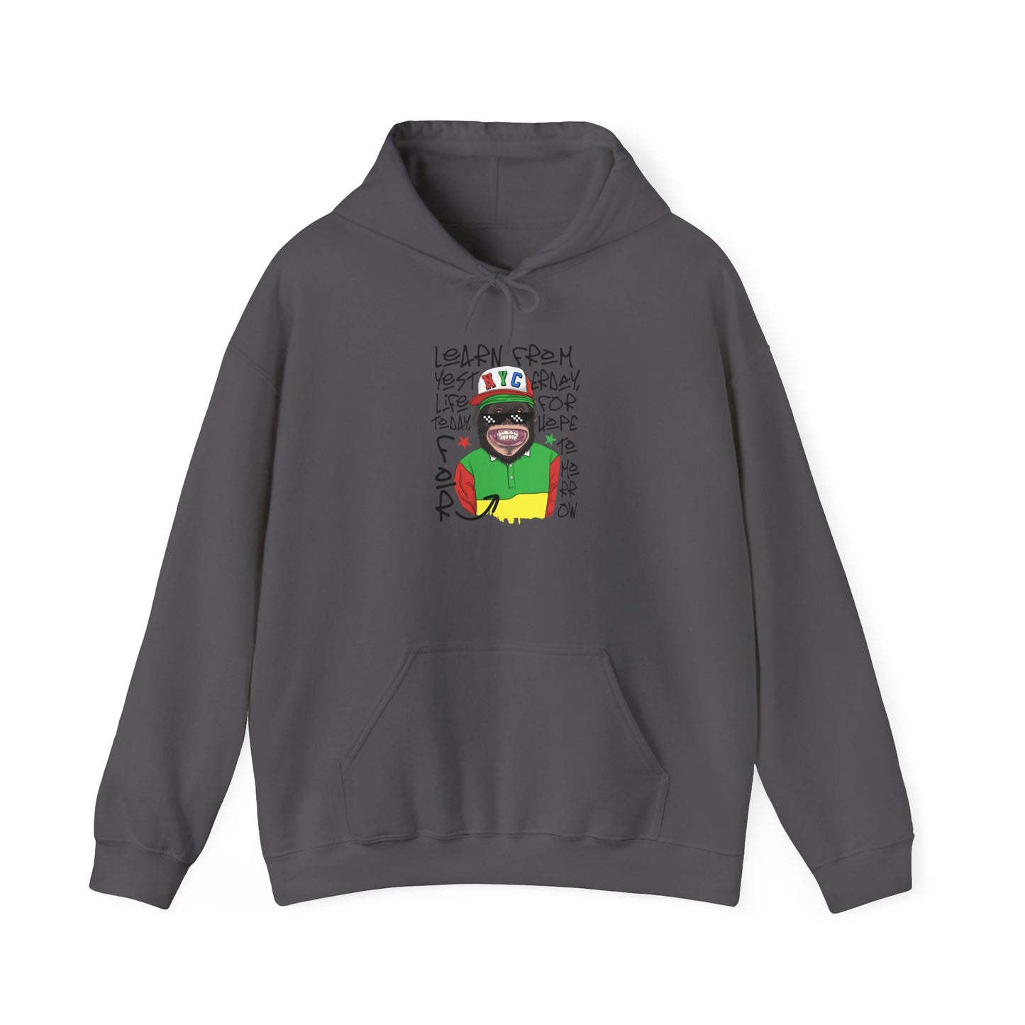 'Learn From Yesterday Life' With Monkey - Unisex Hoodies