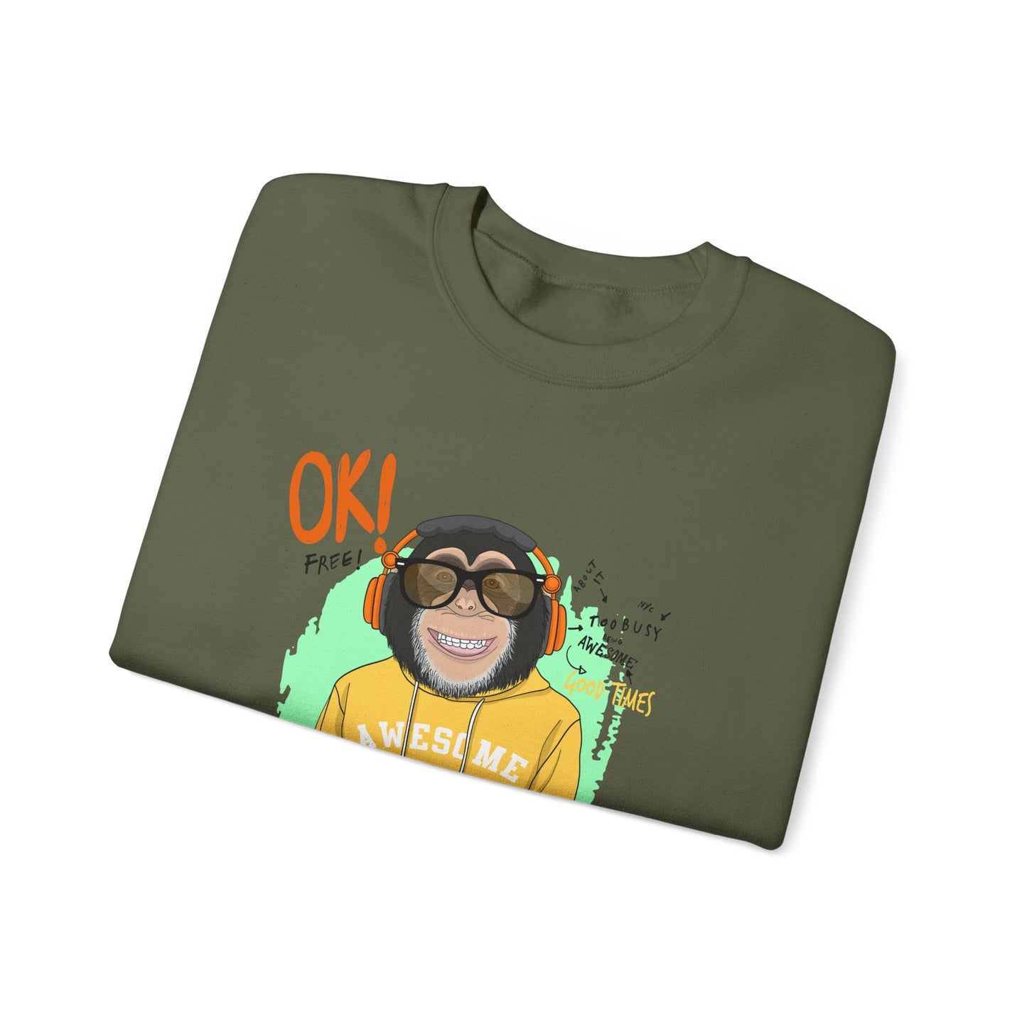 'Ok Stay Cool New York' Monkey - Unisex Sweatshirt