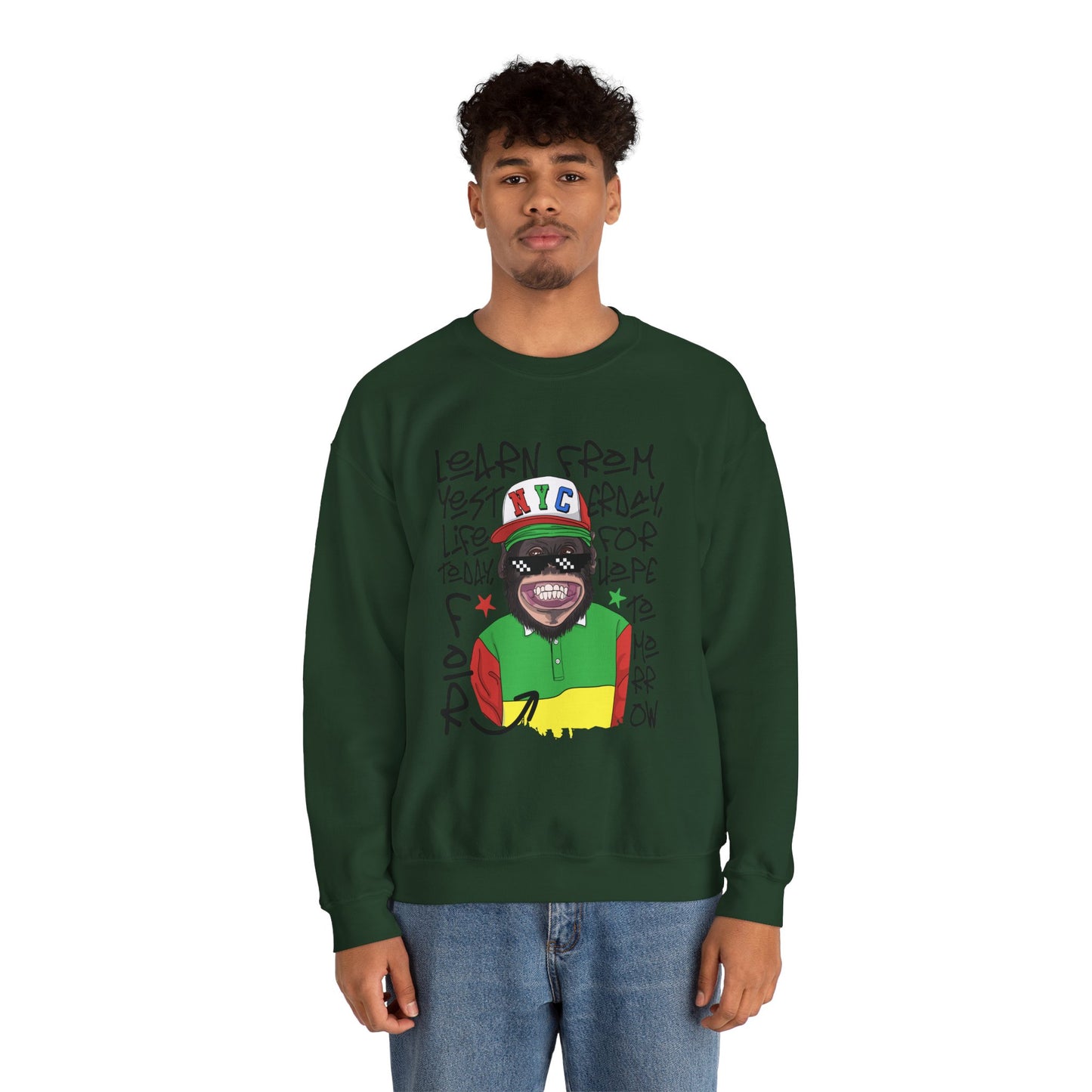 'Learn From Yesterday Life' With Monkey - Unisex Sweatshirt