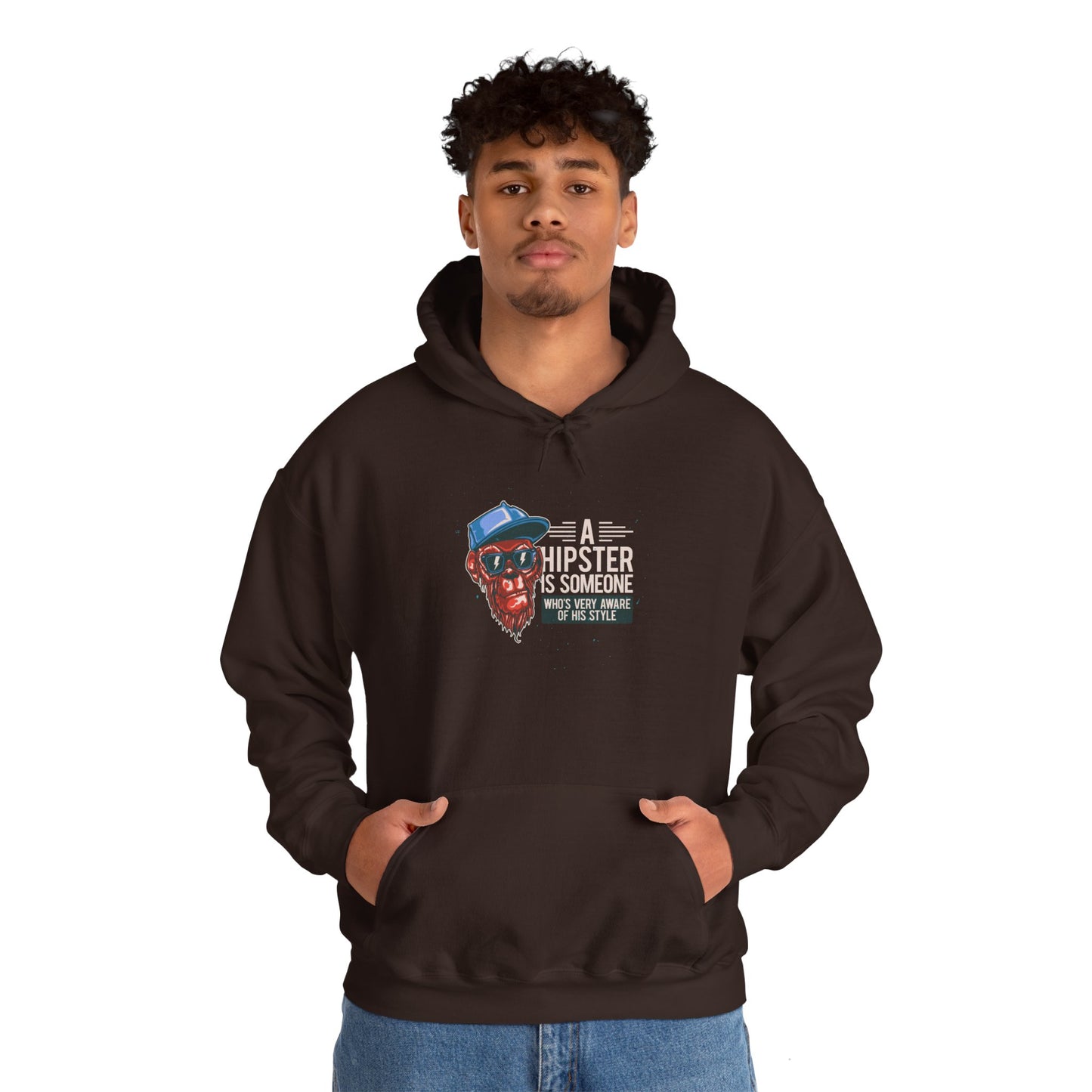 'A Hipster Is Someone Who’s Very Aware of His Style' With Monkey - Unisex Hoodies