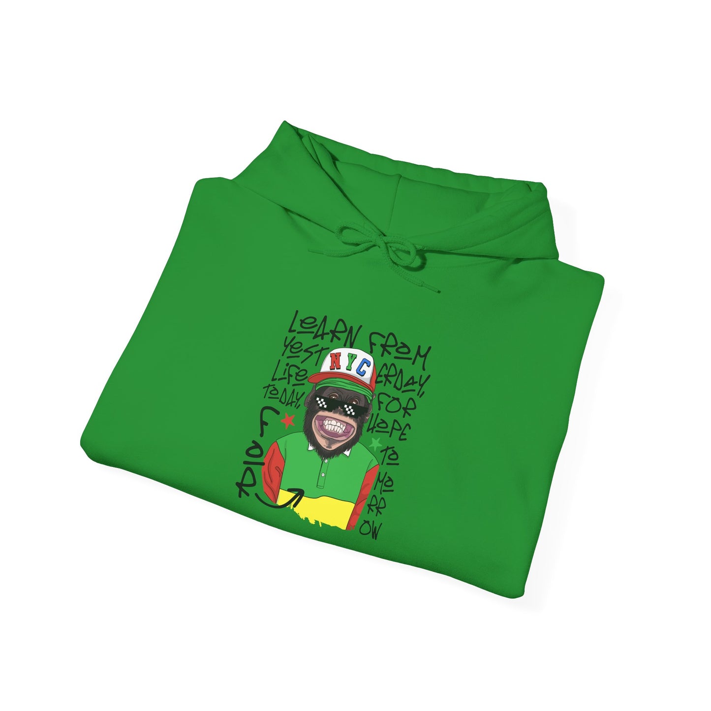 'Learn From Yesterday Life' With Monkey - Unisex Hoodies