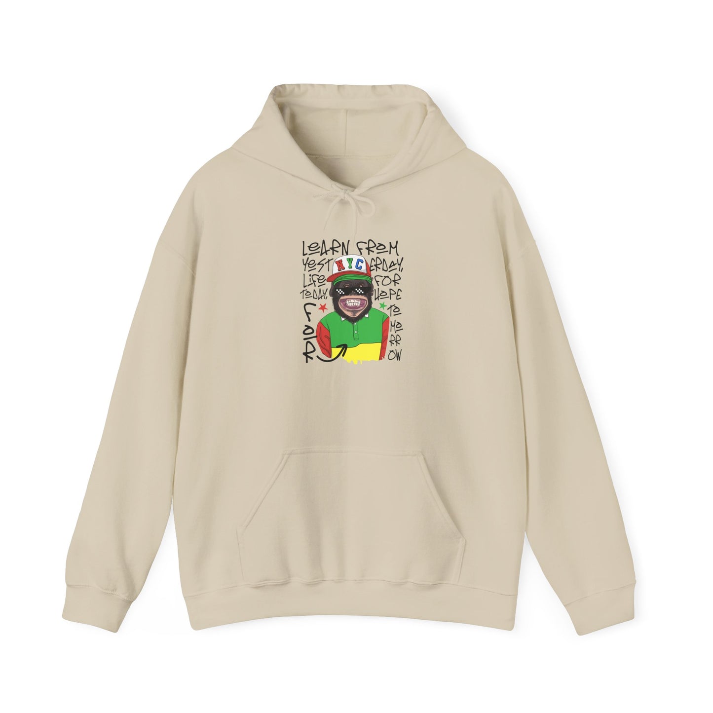 'Learn From Yesterday Life' With Monkey - Unisex Hoodies