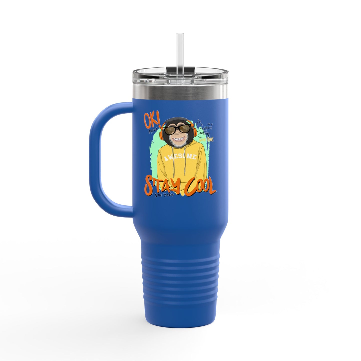 'Ok Stay Cool New York' Monkey 40oz Insulated Travel Tumbler
