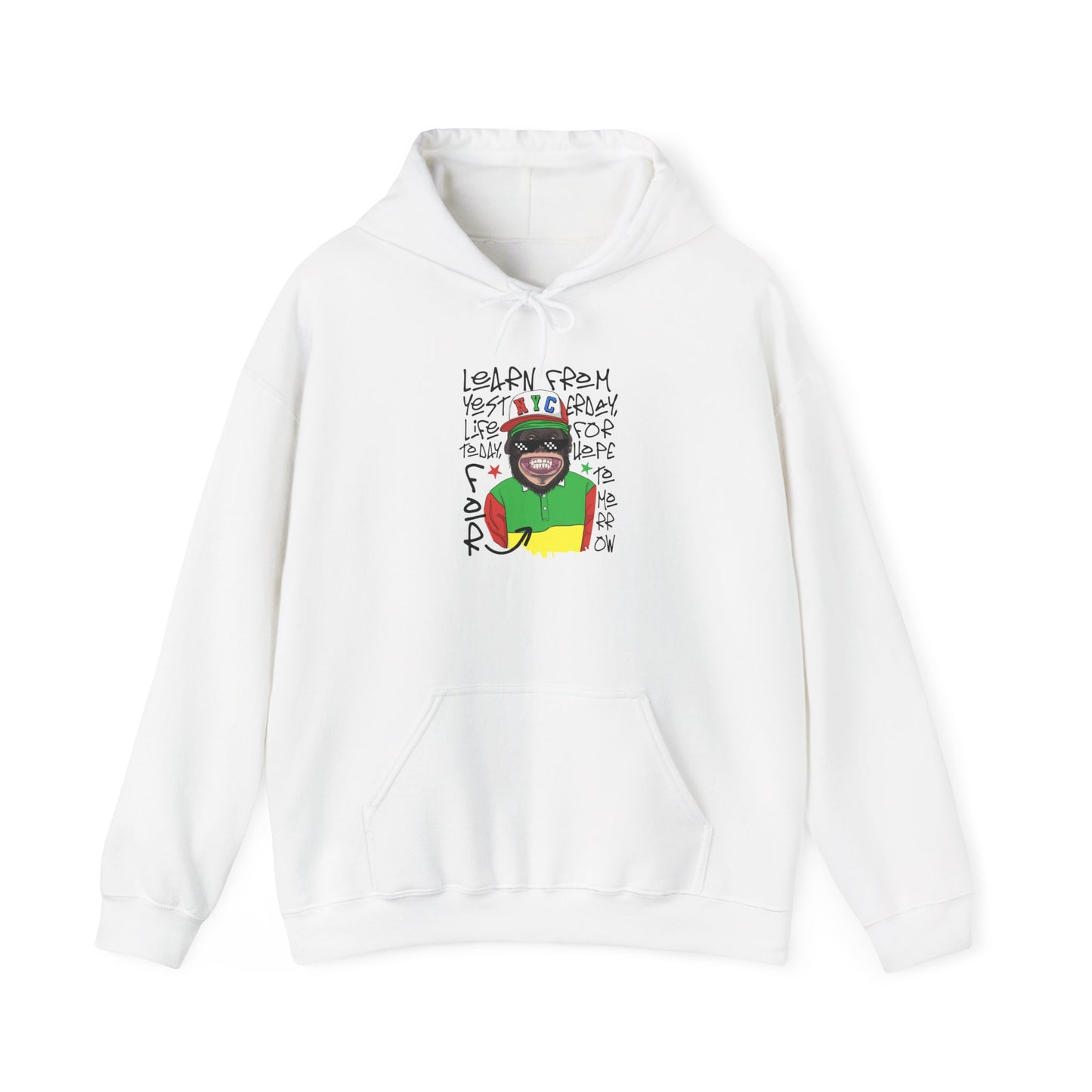 'Learn From Yesterday Life' With Monkey - Unisex Hoodies