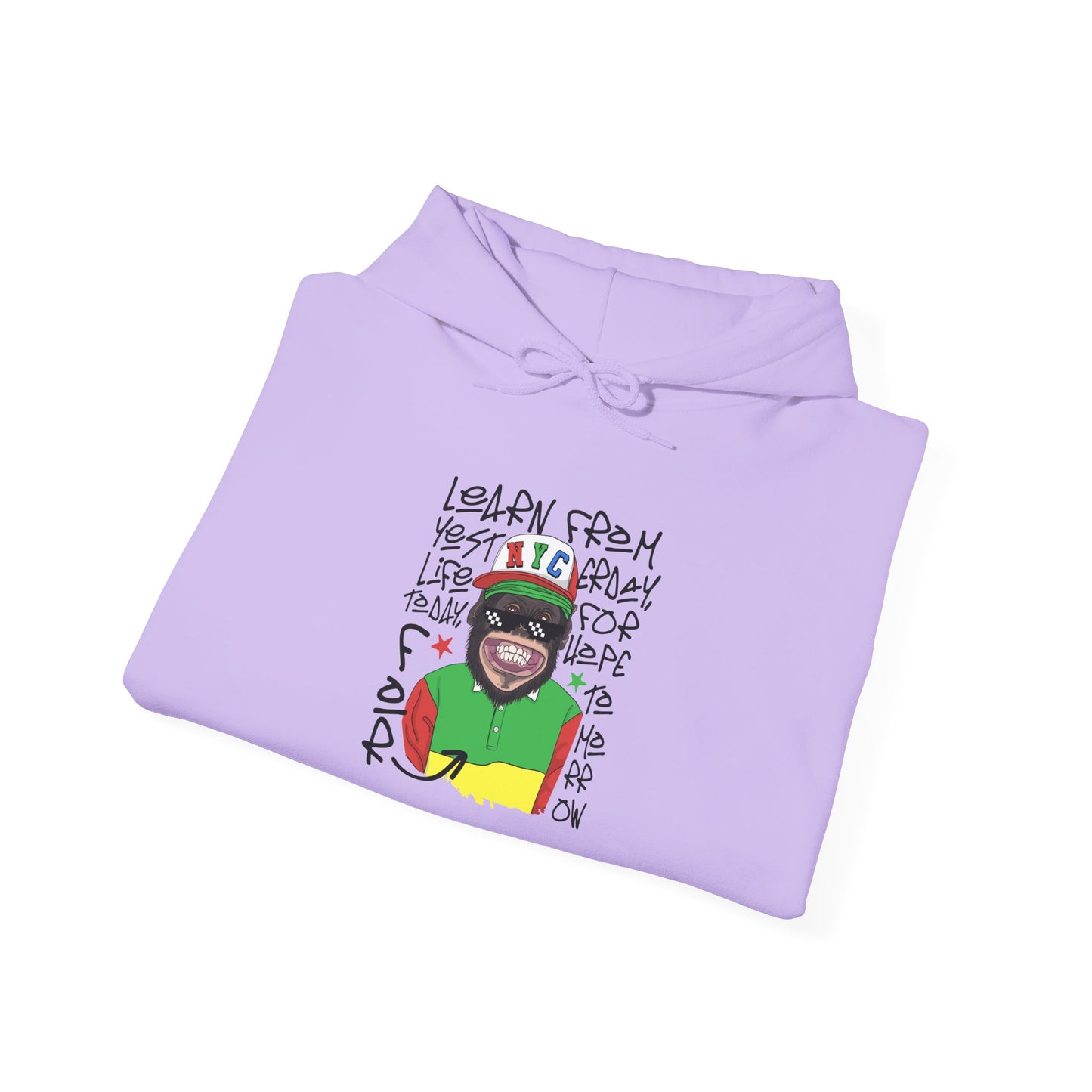 'Learn From Yesterday Life' With Monkey - Unisex Hoodies