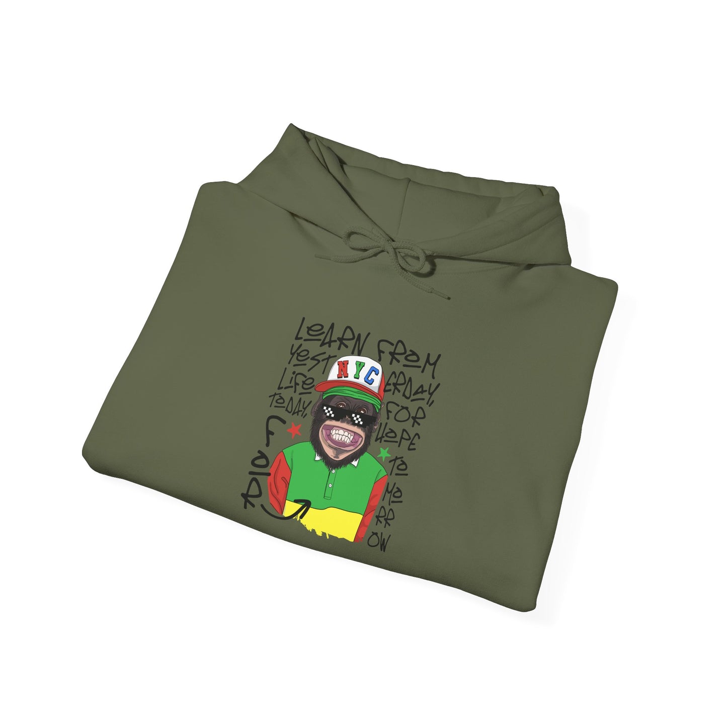 'Learn From Yesterday Life' With Monkey - Unisex Hoodies