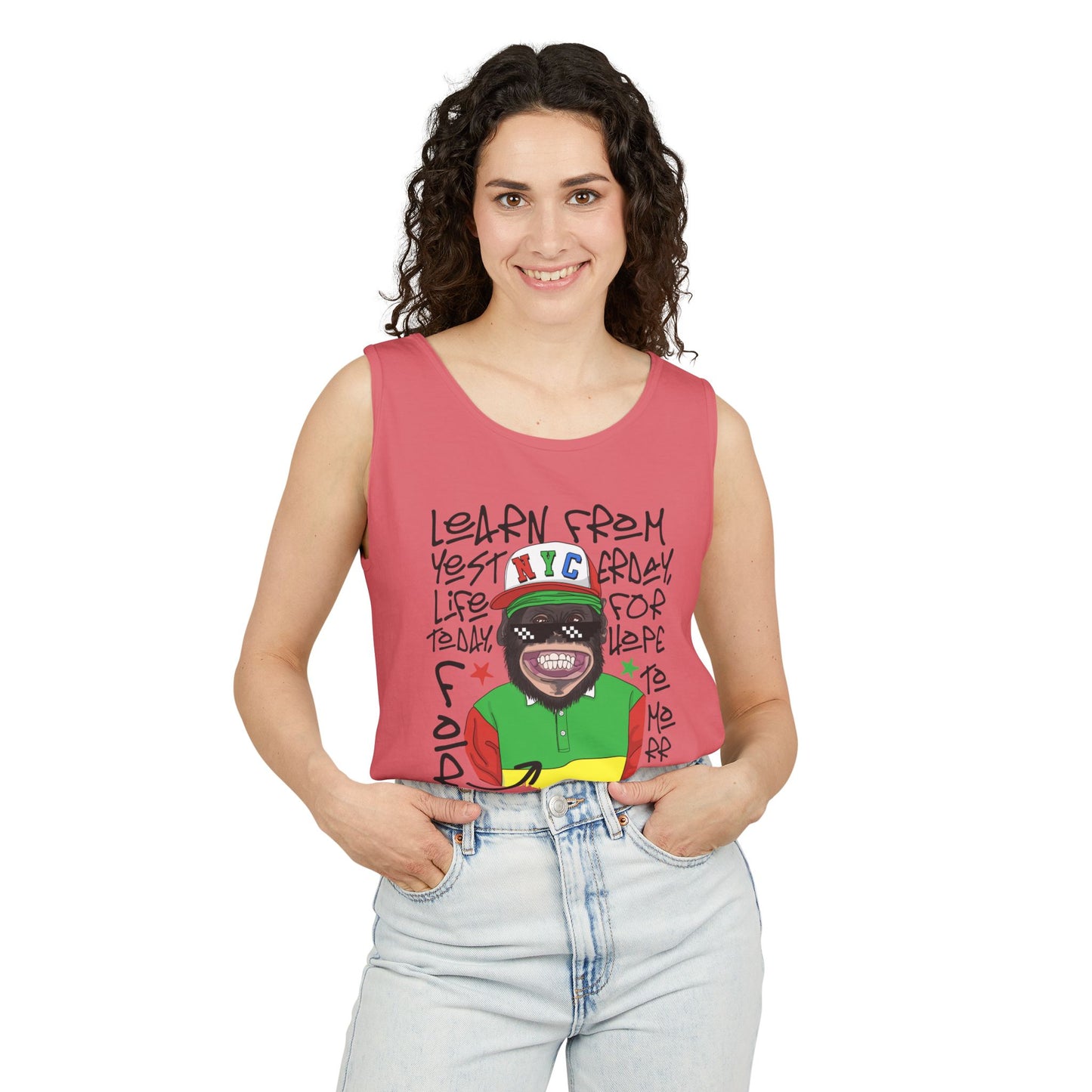 'Learn From Yesterday Life' With Monkey - Unisex Tank Top
