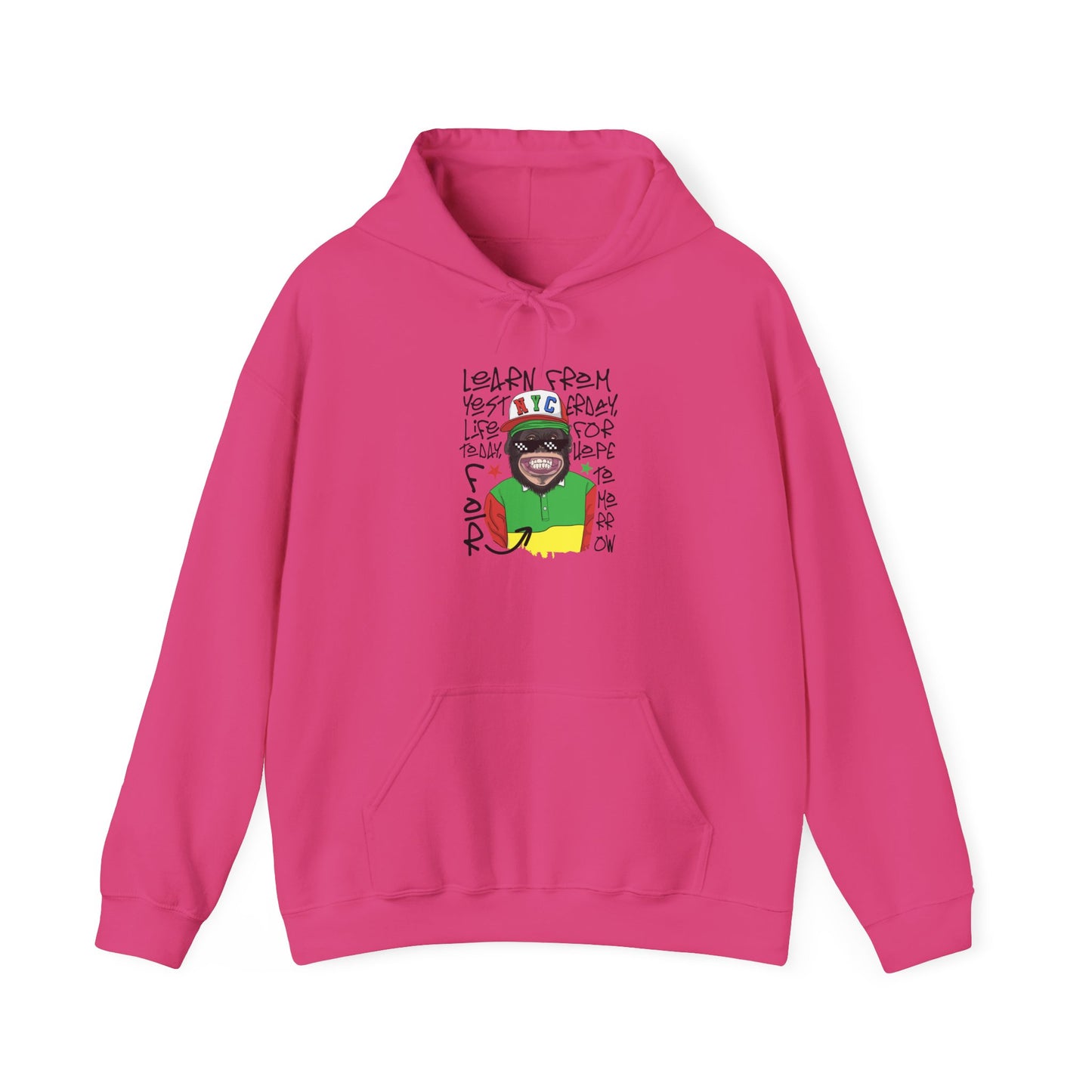 'Learn From Yesterday Life' With Monkey - Unisex Hoodies
