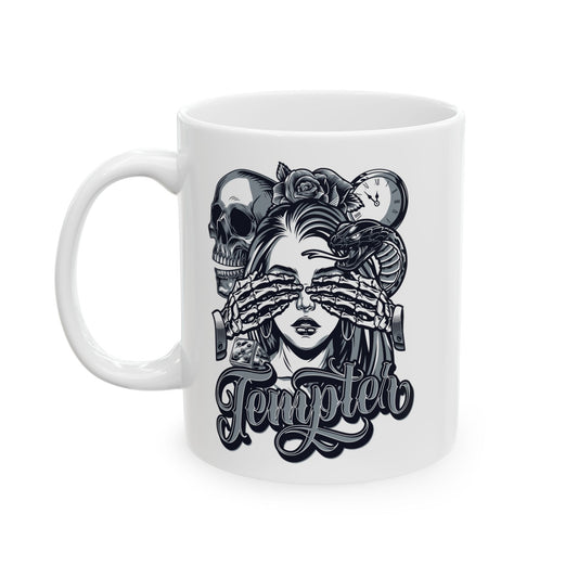 'Tempted Skull & Rose' Ceramic Mug - 11oz & 15oz Coffee Cup