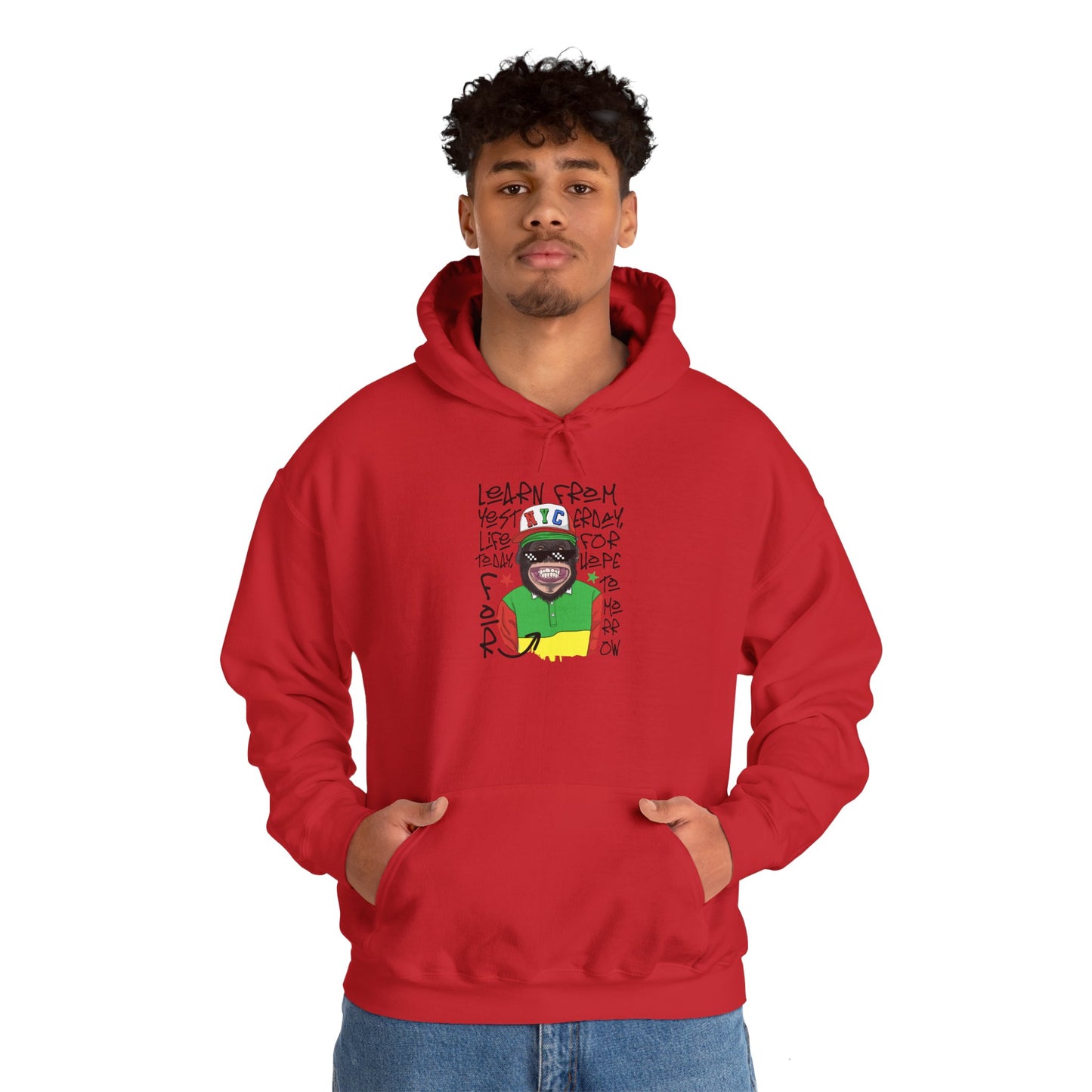 'Learn From Yesterday Life' With Monkey - Unisex Hoodies