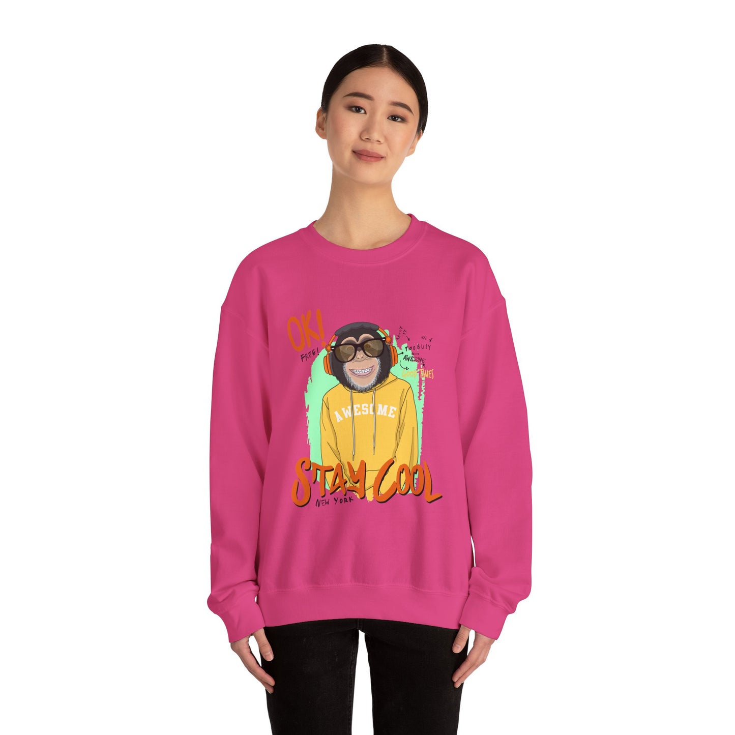 'Ok Stay Cool New York' Monkey - Unisex Sweatshirt