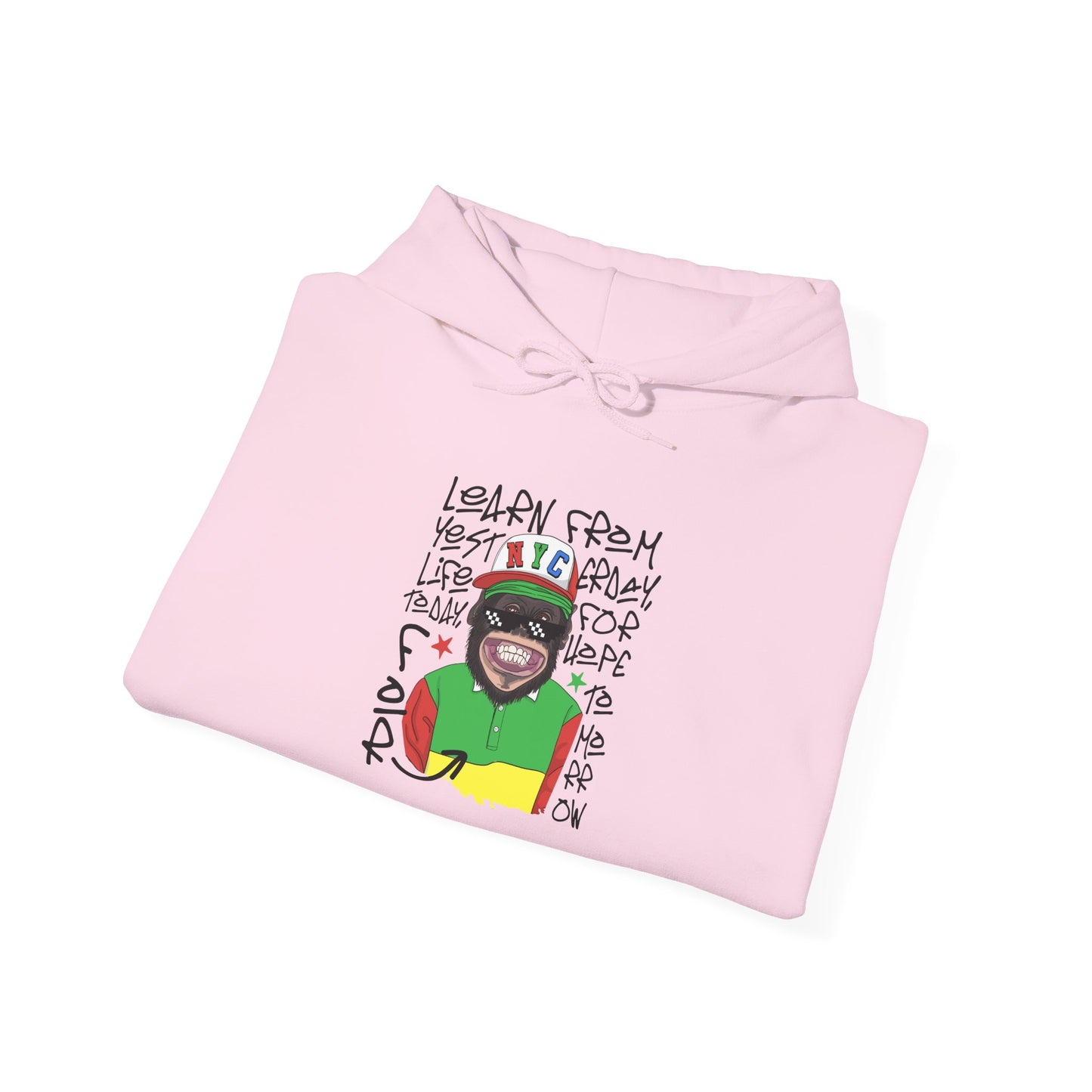 'Learn From Yesterday Life' With Monkey - Unisex Hoodies
