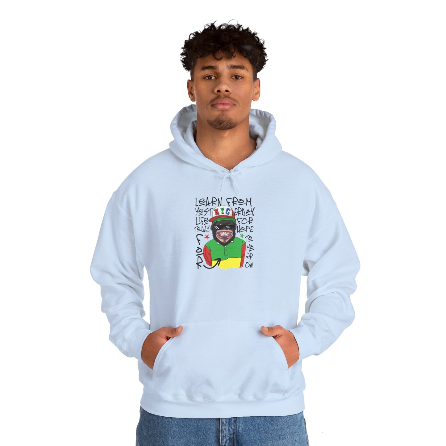 'Learn From Yesterday Life' With Monkey - Unisex Hoodies