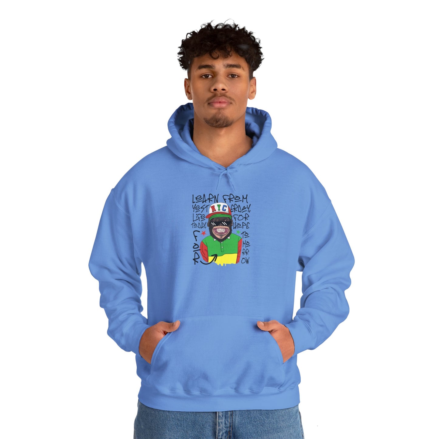 'Learn From Yesterday Life' With Monkey - Unisex Hoodies