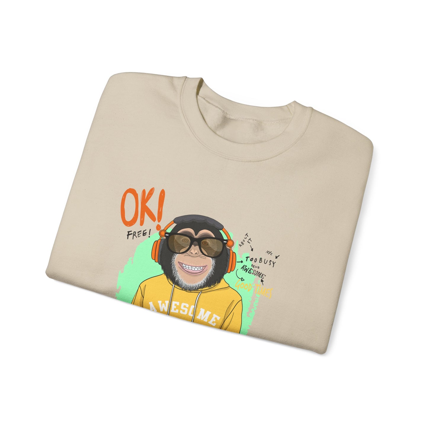 'Ok Stay Cool New York' Monkey - Unisex Sweatshirt