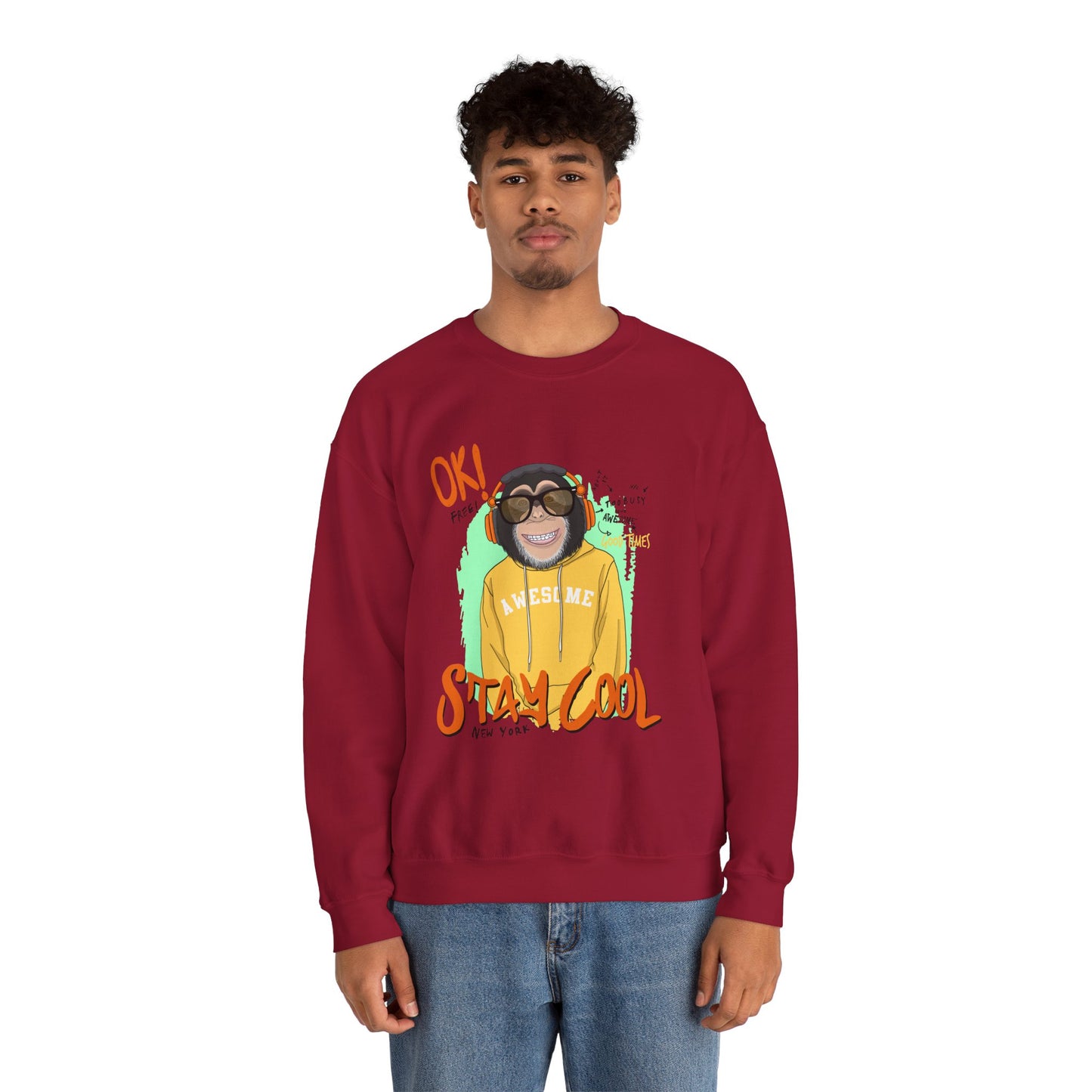 'Ok Stay Cool New York' Monkey - Unisex Sweatshirt