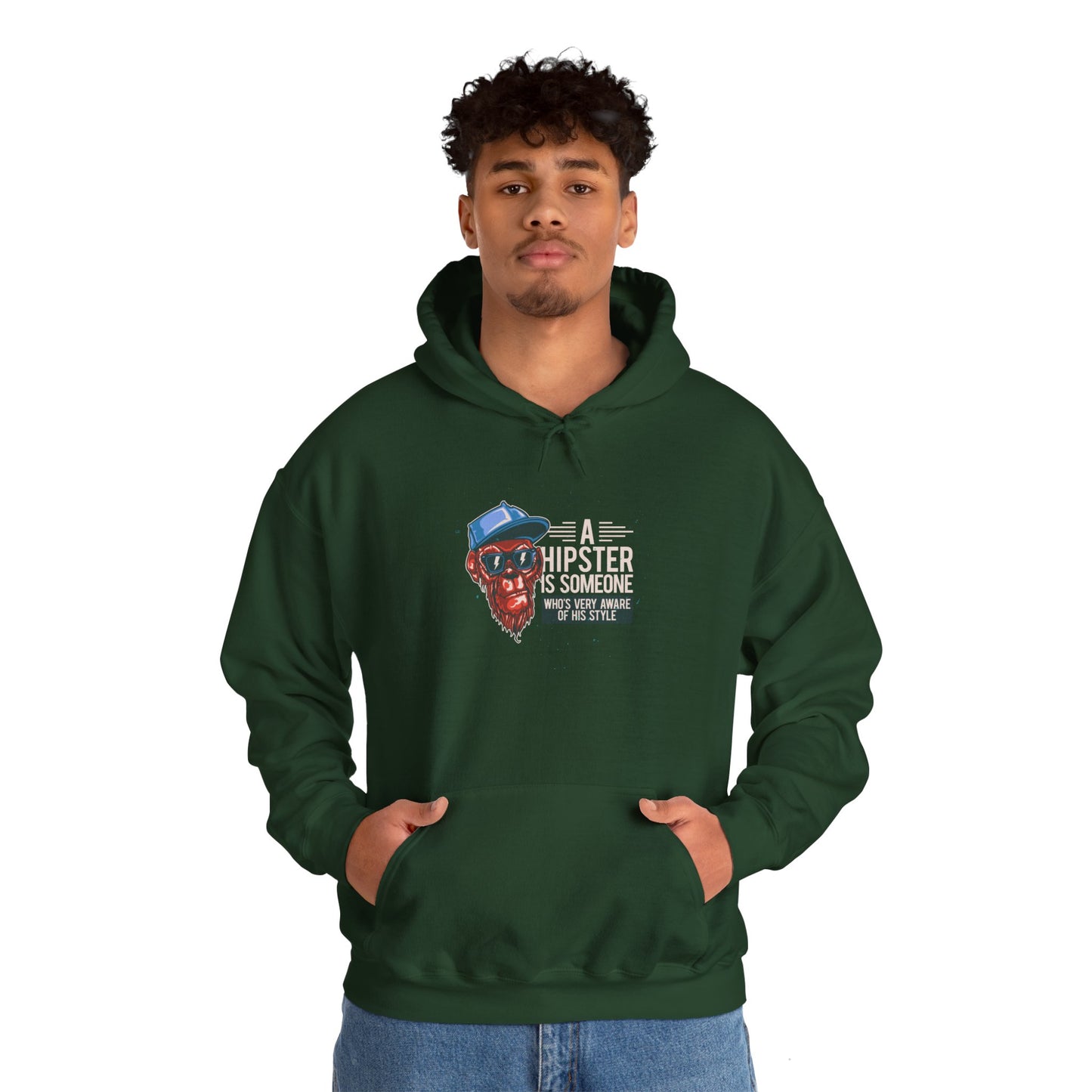 'A Hipster Is Someone Who’s Very Aware of His Style' With Monkey - Unisex Hoodies