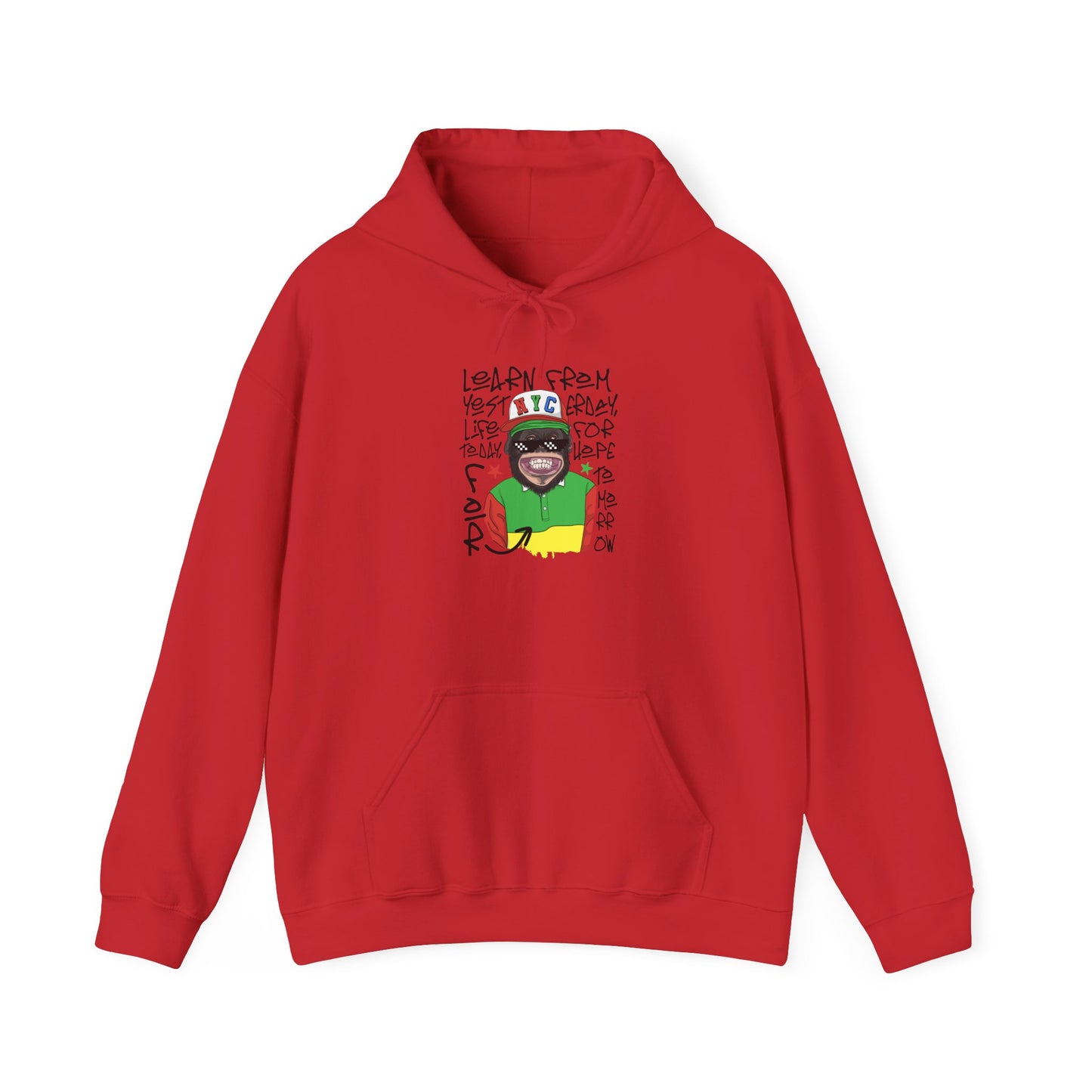 'Learn From Yesterday Life' With Monkey - Unisex Hoodies