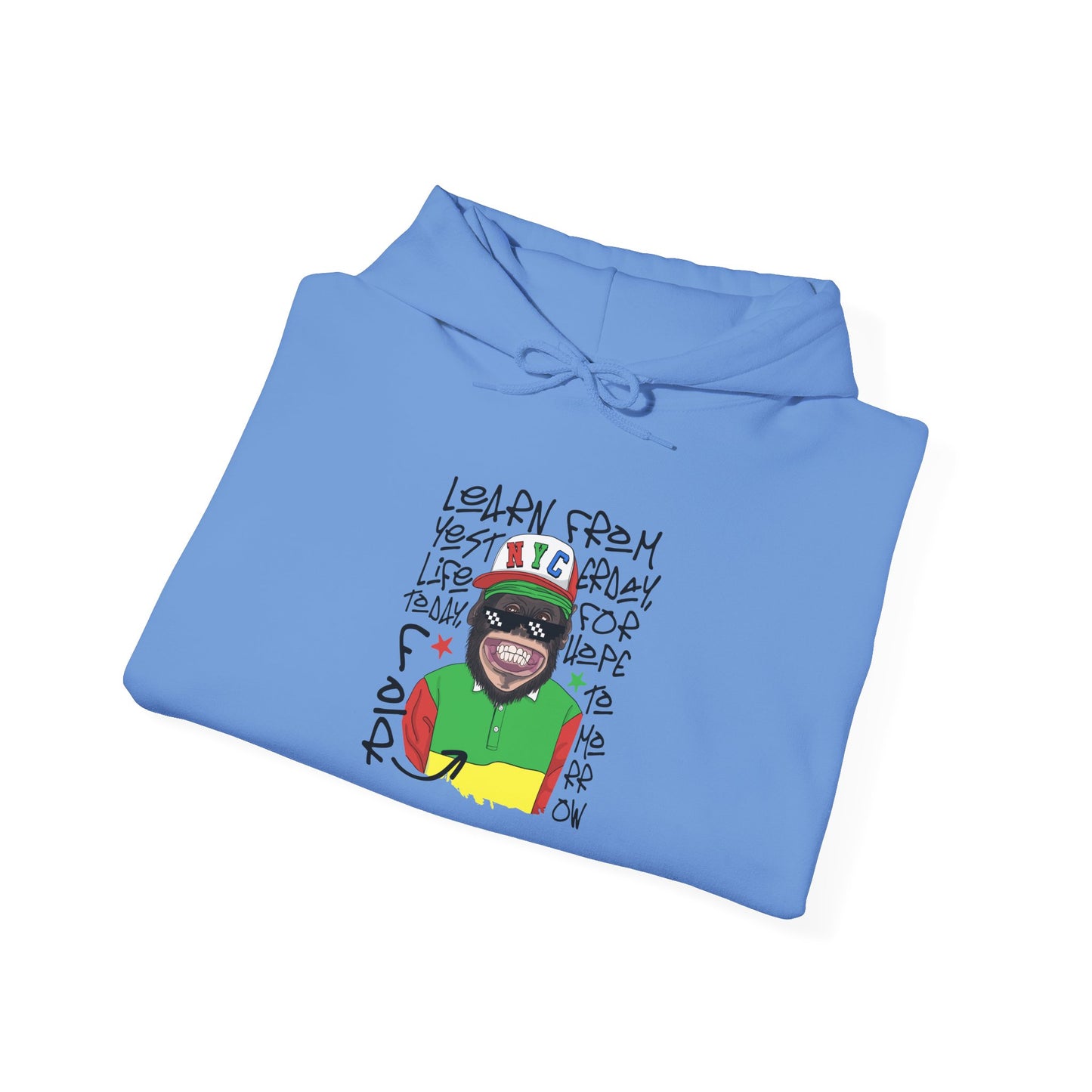 'Learn From Yesterday Life' With Monkey - Unisex Hoodies