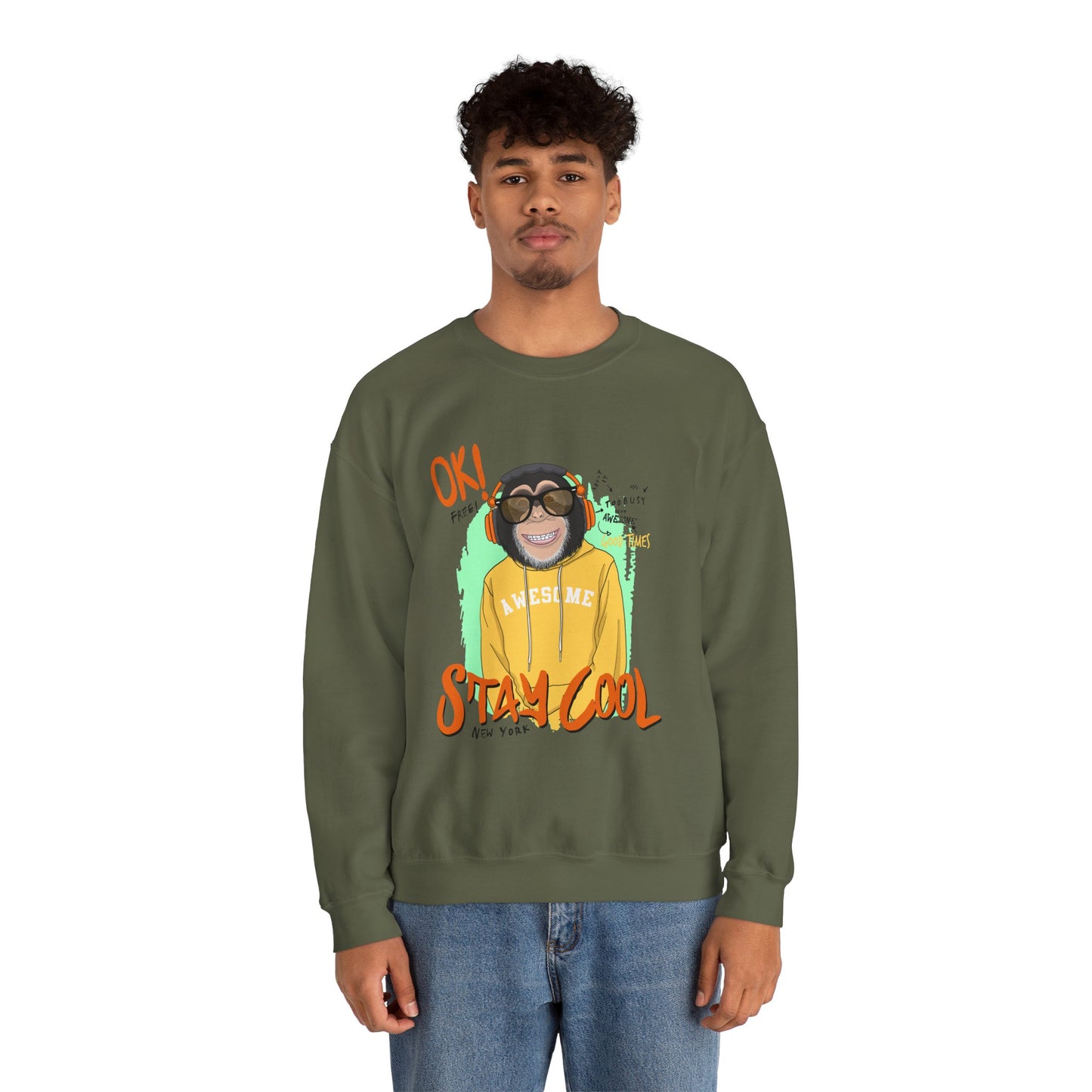 'Ok Stay Cool New York' Monkey - Unisex Sweatshirt