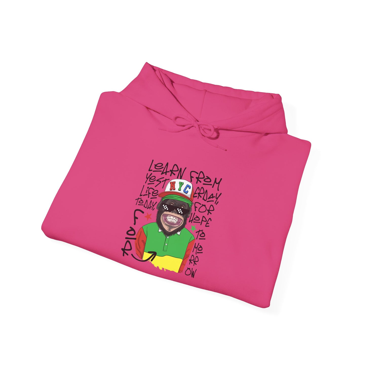 'Learn From Yesterday Life' With Monkey - Unisex Hoodies