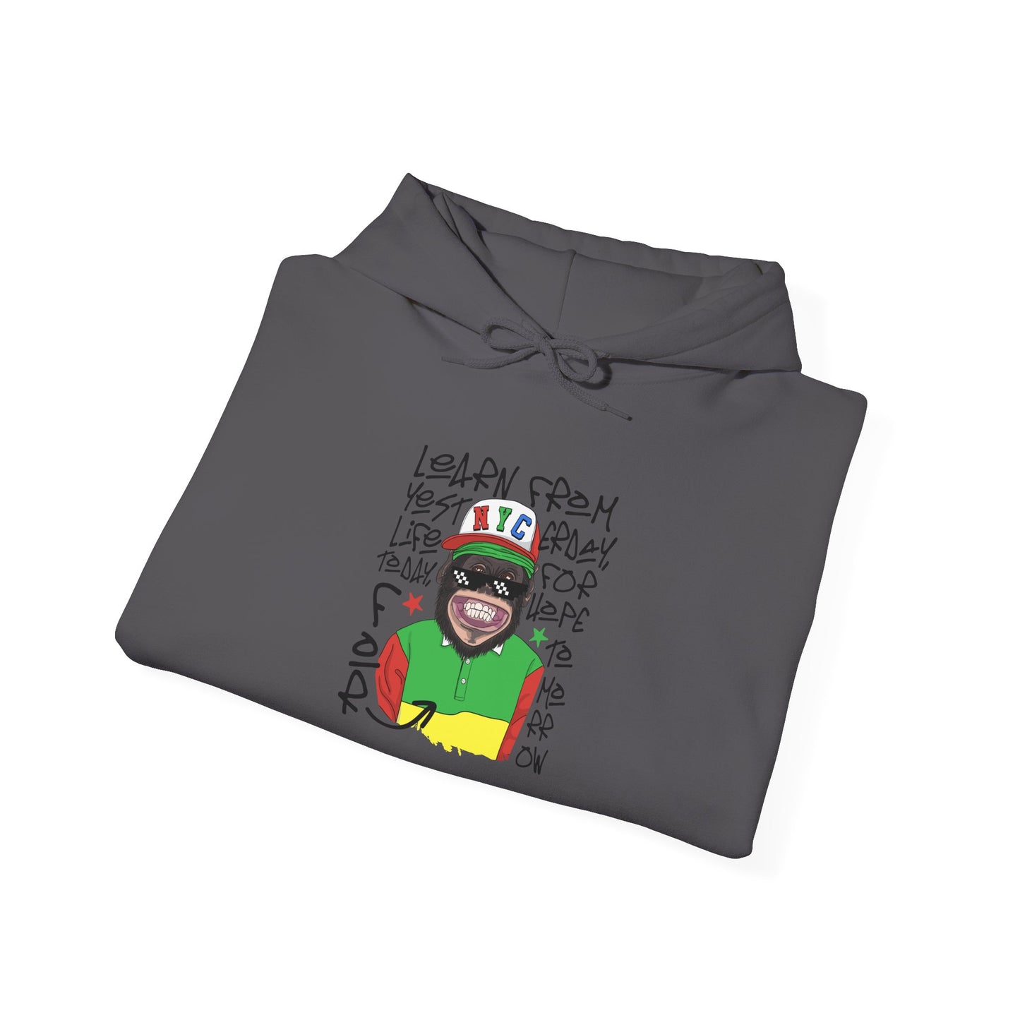'Learn From Yesterday Life' With Monkey - Unisex Hoodies