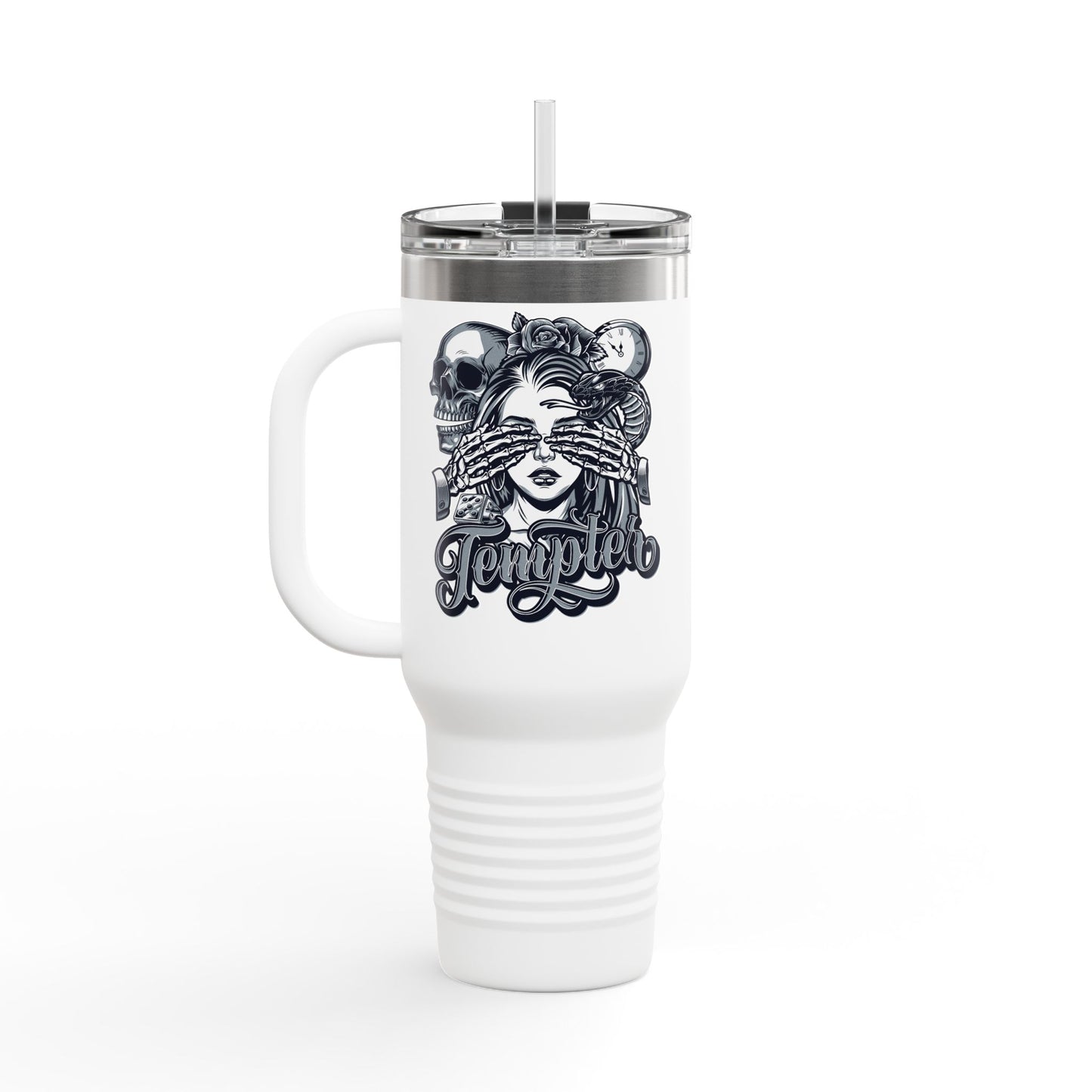 'Tempted Skull & Rose' 40oz Insulated Travel Tumbler