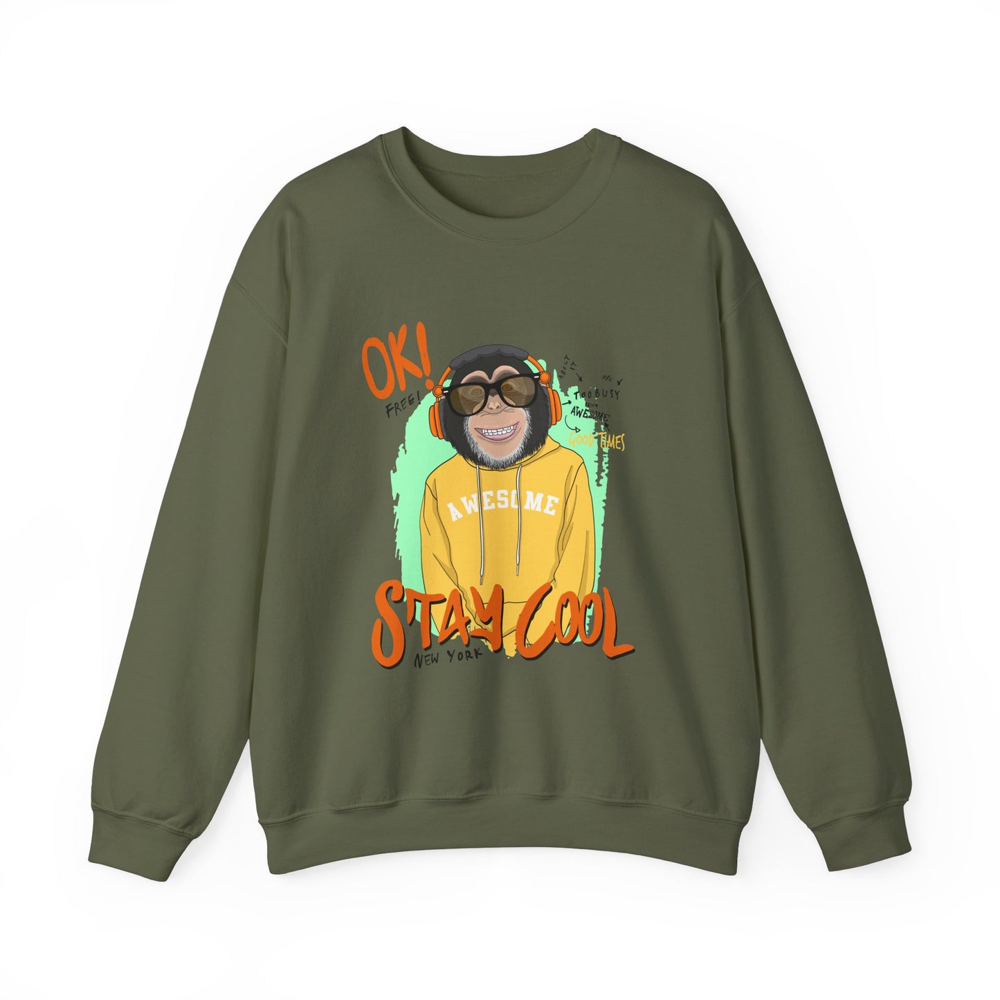 'Ok Stay Cool New York' Monkey - Unisex Sweatshirt