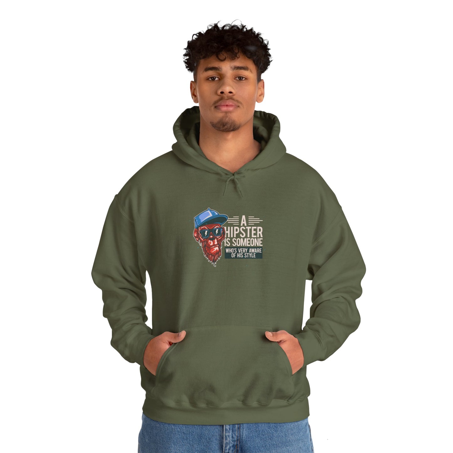 'A Hipster Is Someone Who’s Very Aware of His Style' With Monkey - Unisex Hoodies