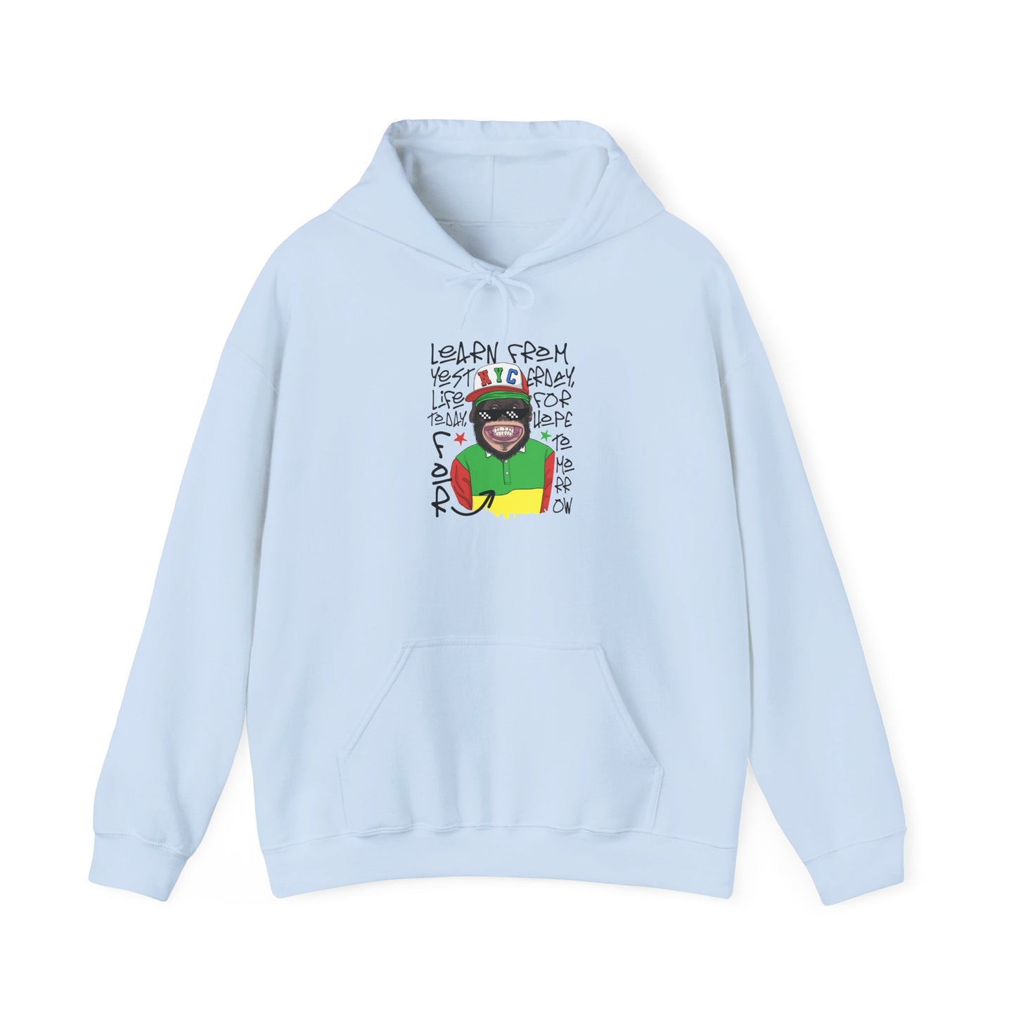 'Learn From Yesterday Life' With Monkey - Unisex Hoodies
