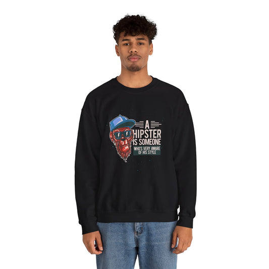 'A Hipster Is Someone Who’s Very Aware of His Style' With Monkey - Unisex Sweatshirt