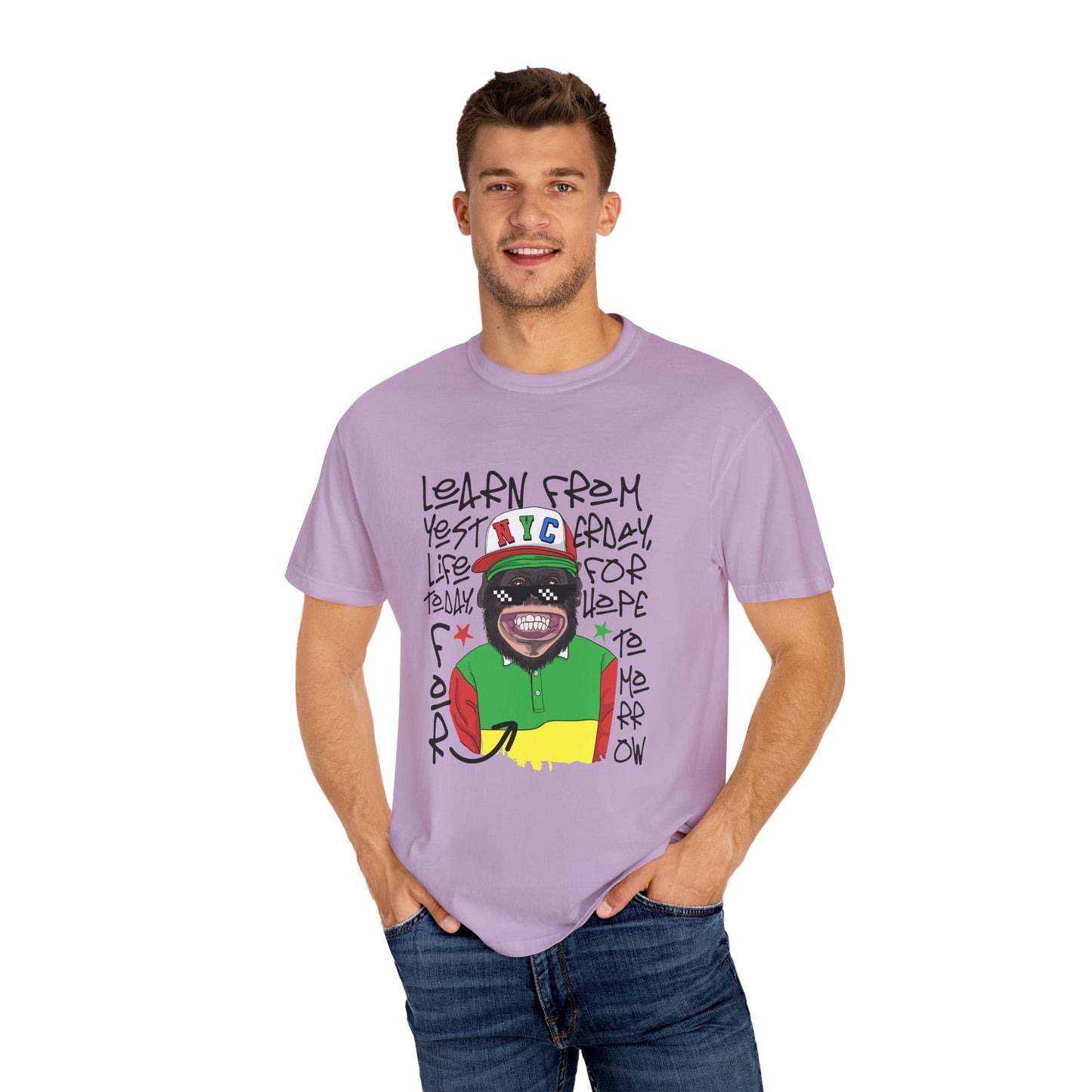 'Learn From Yesterday Life' With Monkey - Unisex T-Shirt