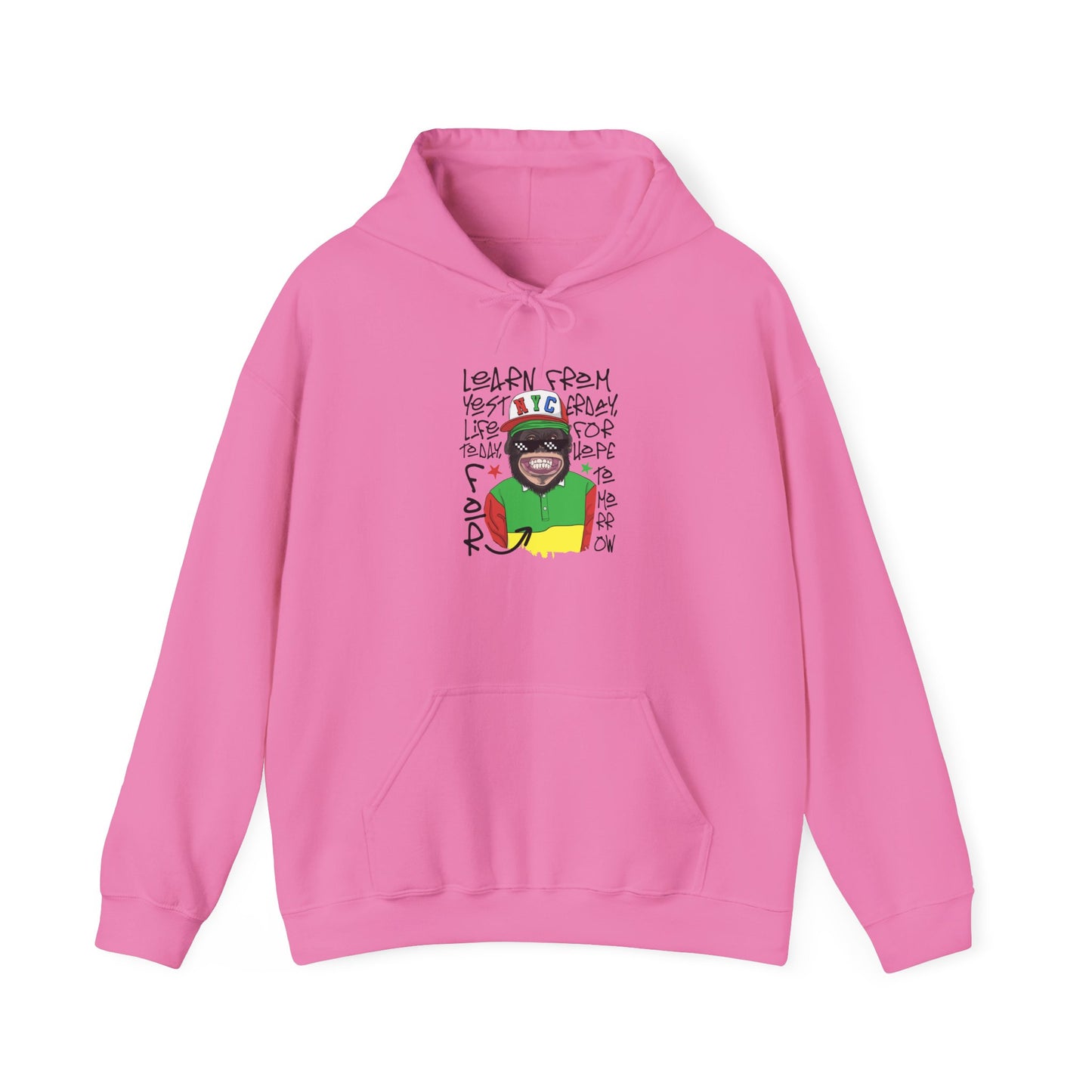 'Learn From Yesterday Life' With Monkey - Unisex Hoodies