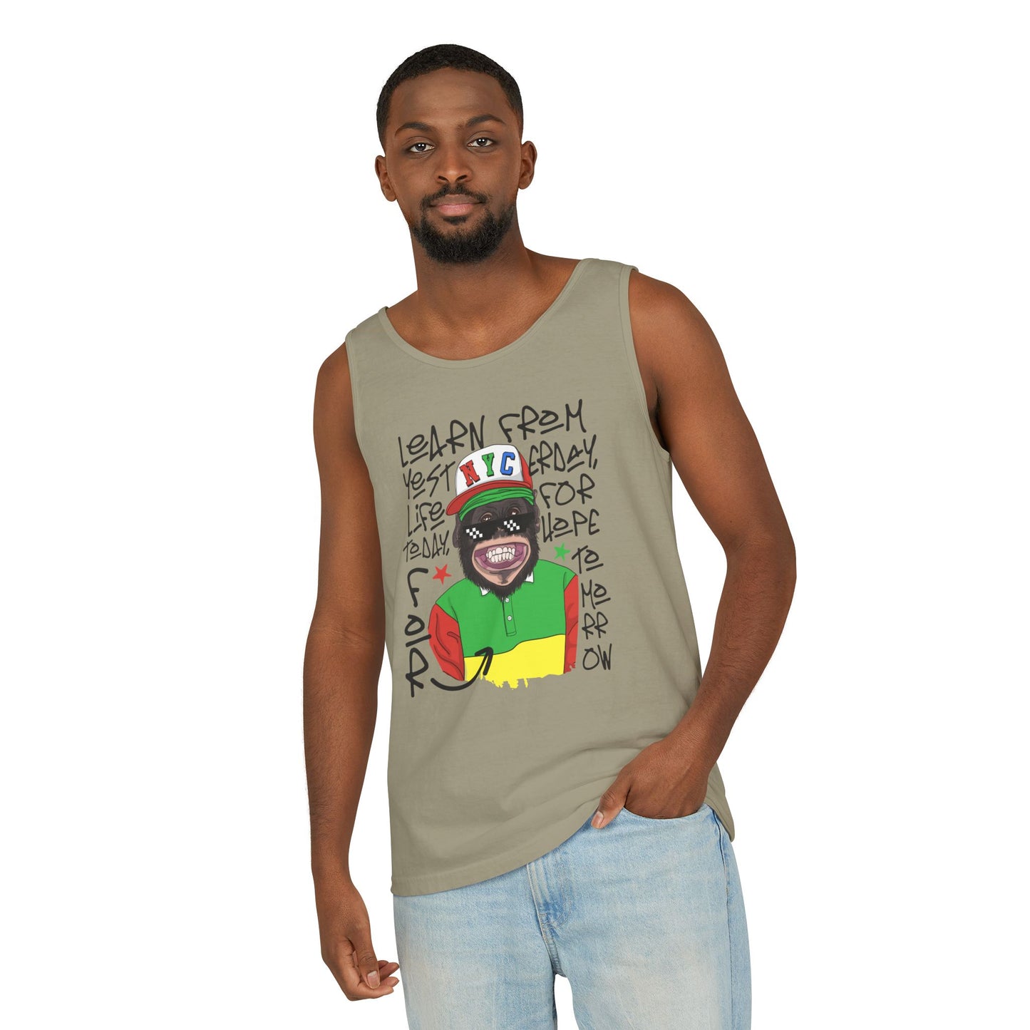 'Learn From Yesterday Life' With Monkey - Unisex  Tank Top