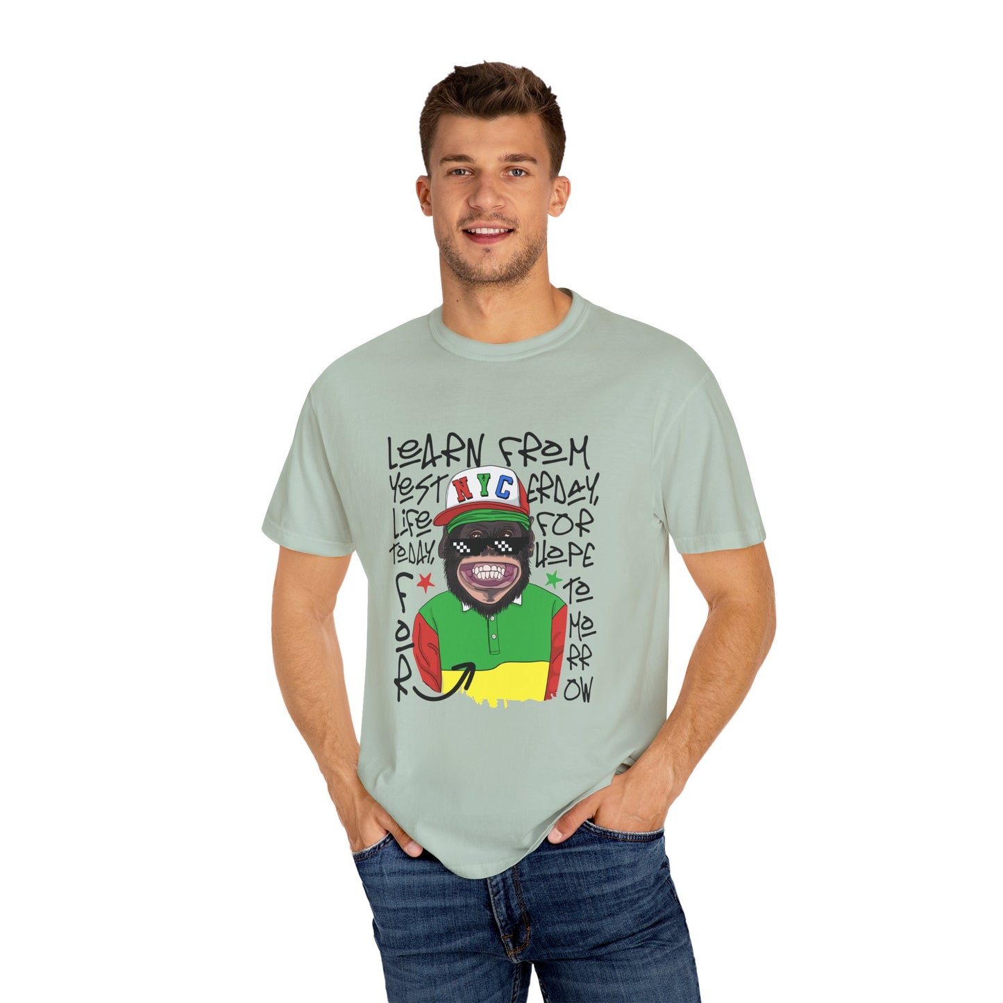 'Learn From Yesterday Life' With Monkey - Unisex T-Shirt