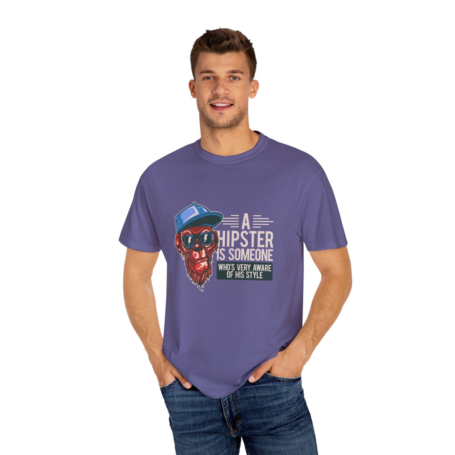'A Hipster Is Someone Who’s Very Aware of His Style' With Monkey - Unisex T-Shirt
