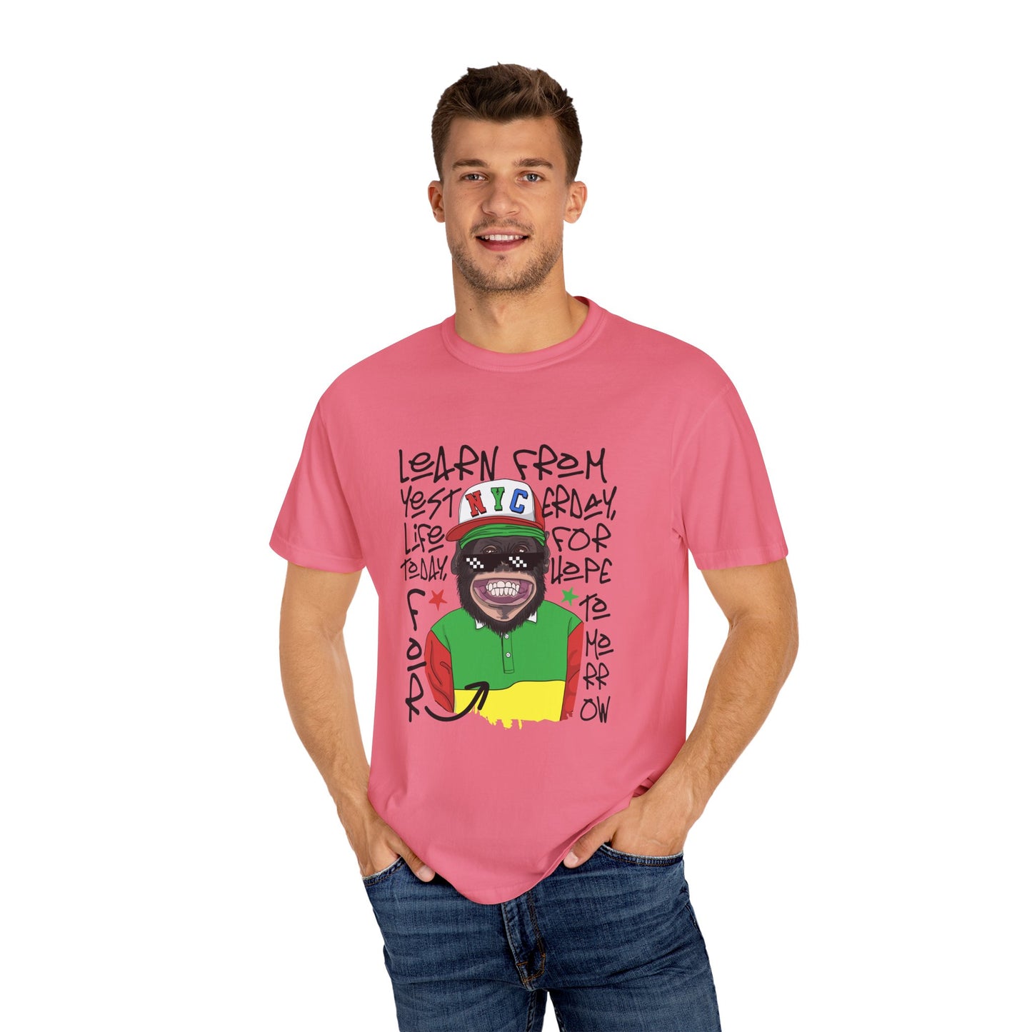 'Learn From Yesterday Life' With Monkey - Unisex T-Shirt