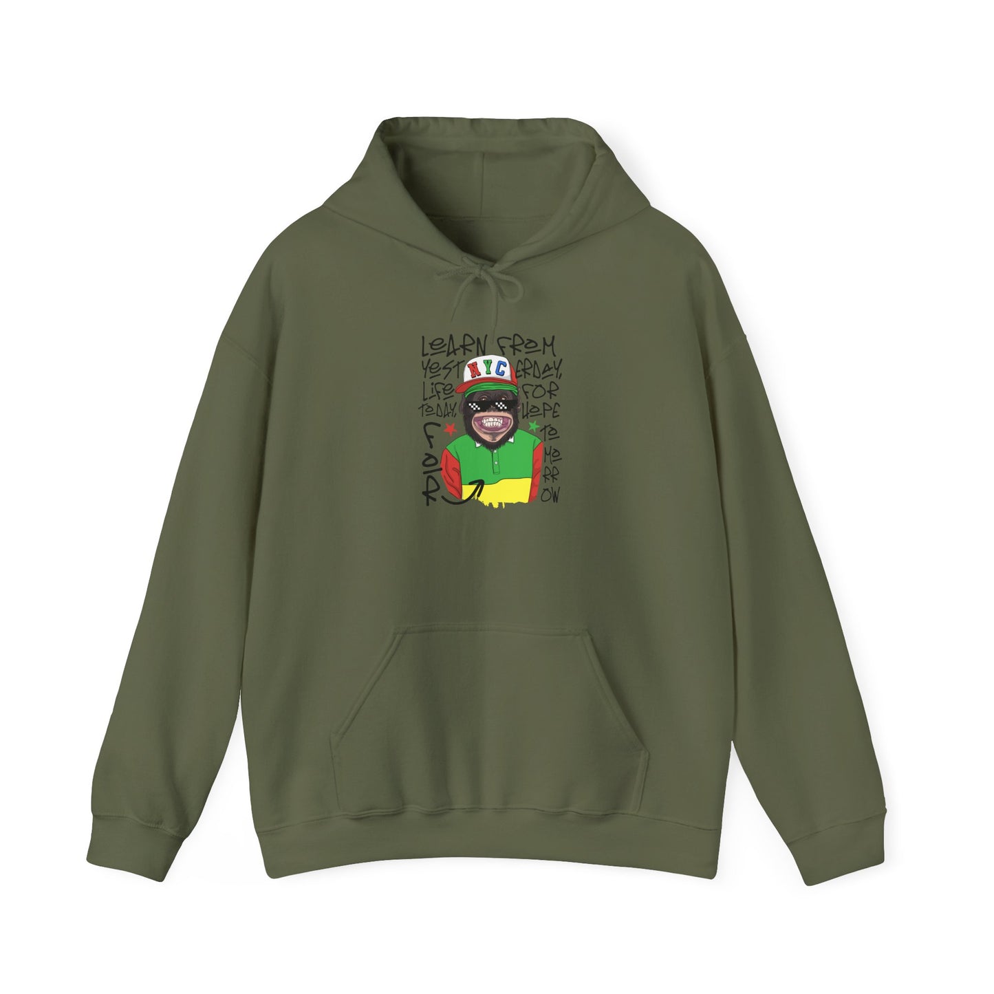 'Learn From Yesterday Life' With Monkey - Unisex Hoodies