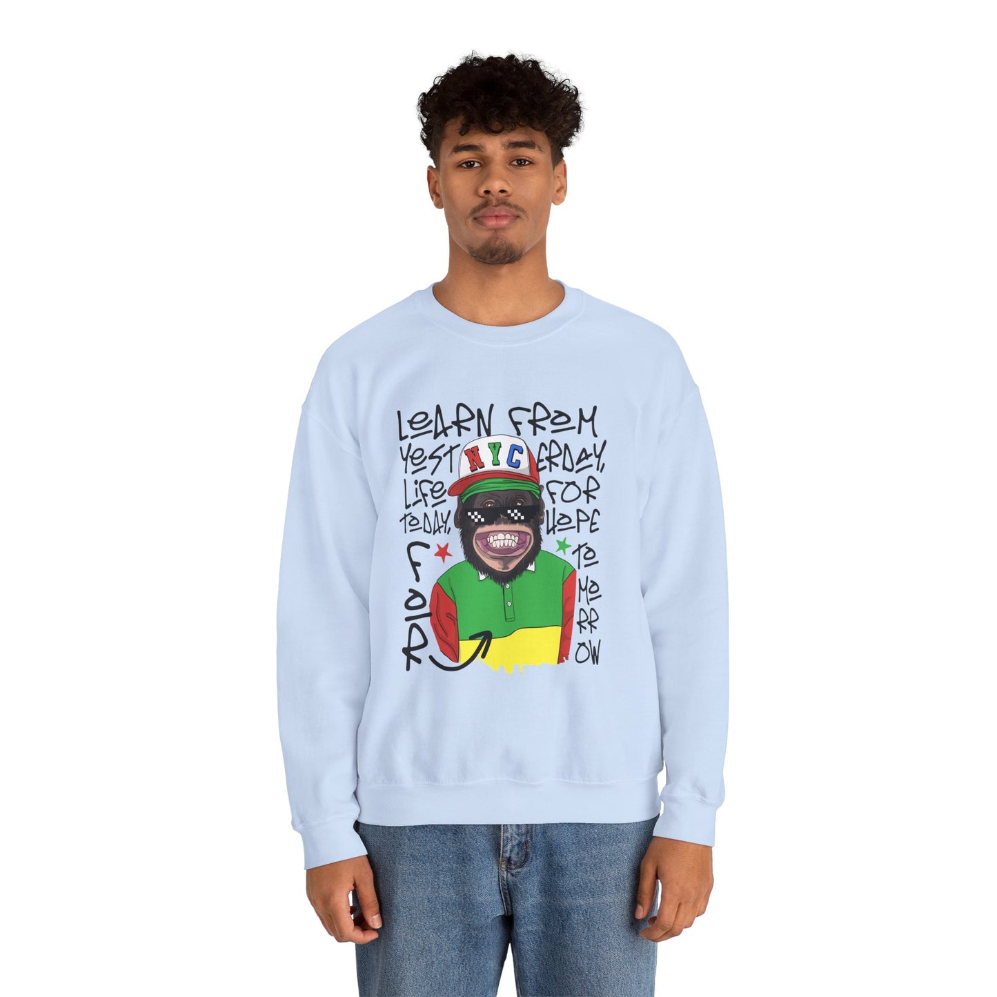 'Learn From Yesterday Life' With Monkey - Unisex Sweatshirt