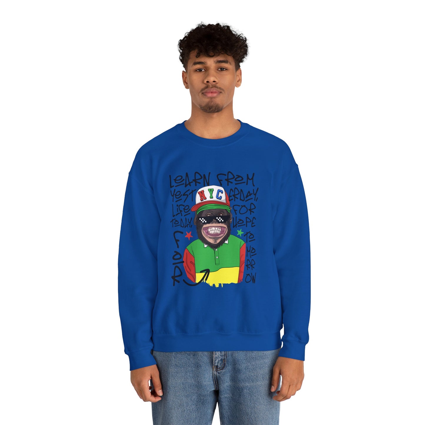 'Learn From Yesterday Life' With Monkey - Unisex Sweatshirt