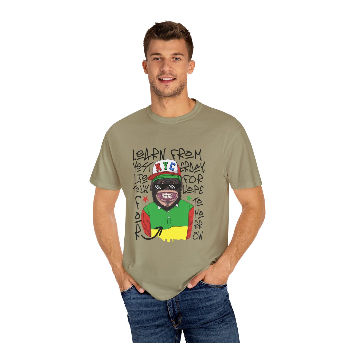 'Learn From Yesterday Life' With Monkey - Unisex T-Shirt