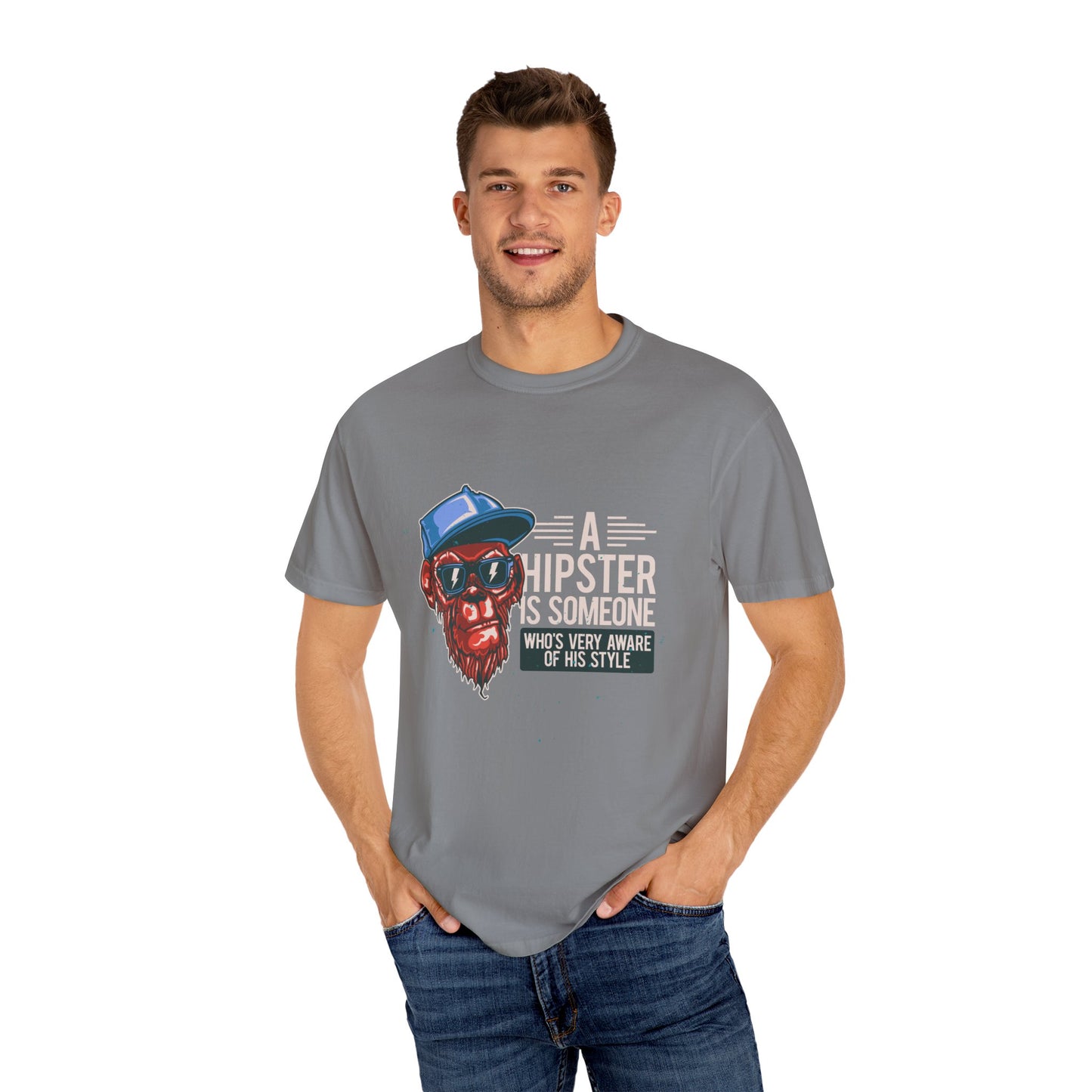 'A Hipster Is Someone Who’s Very Aware of His Style' With Monkey - Unisex T-Shirt
