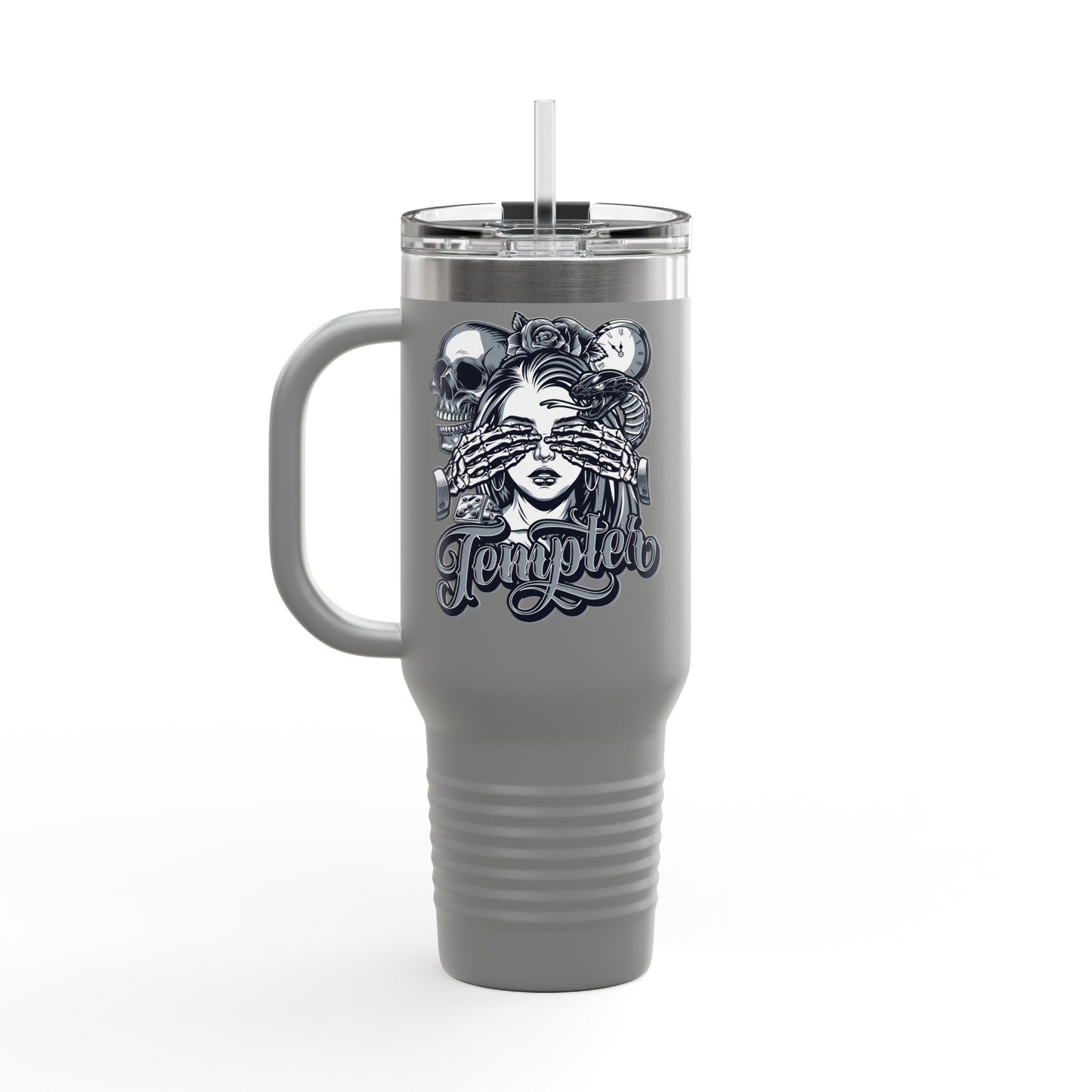 'Tempted Skull & Rose' 40oz Insulated Travel Tumbler